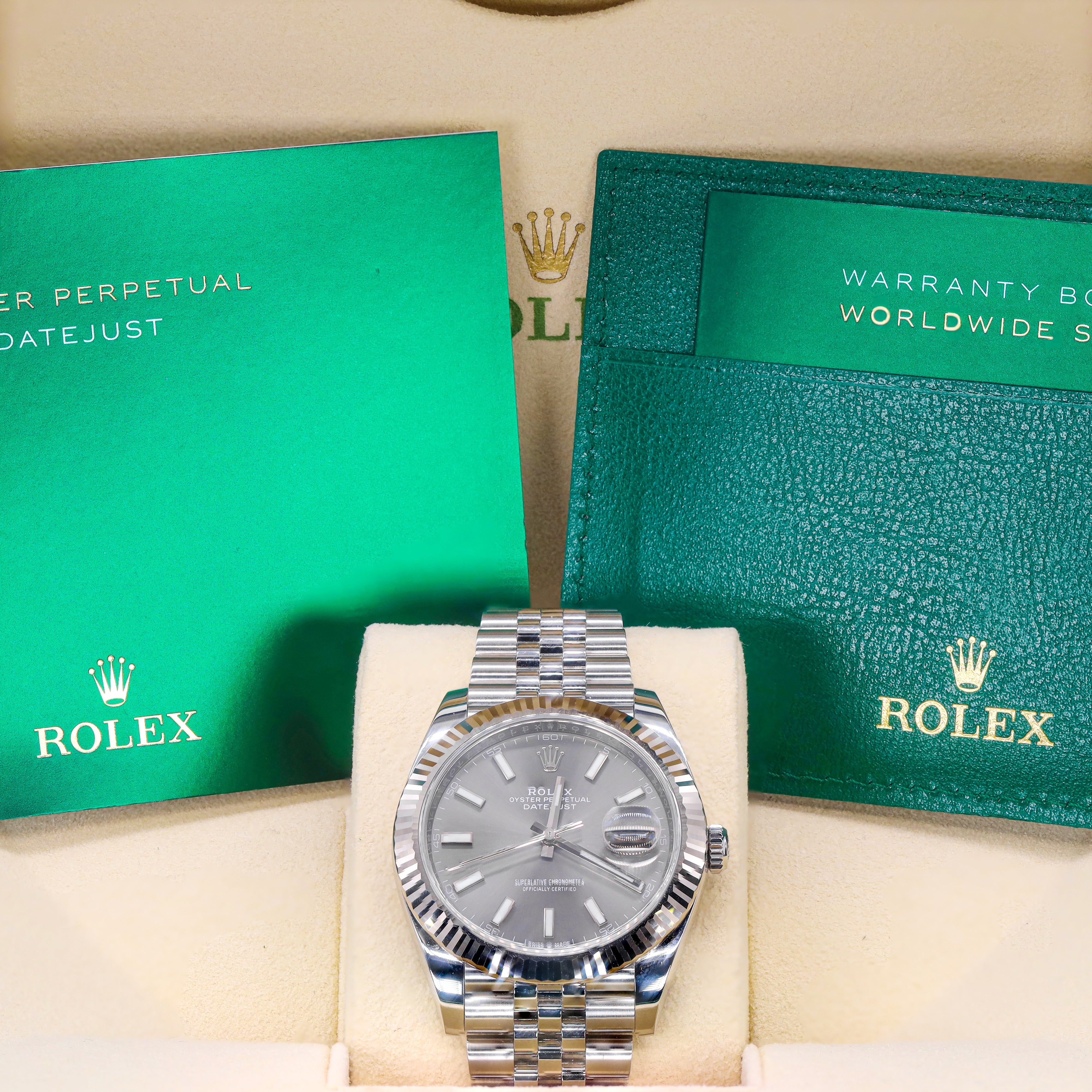 Rolex 126334 DateJust 41mm Slate Grey Dial Fluted Bezel