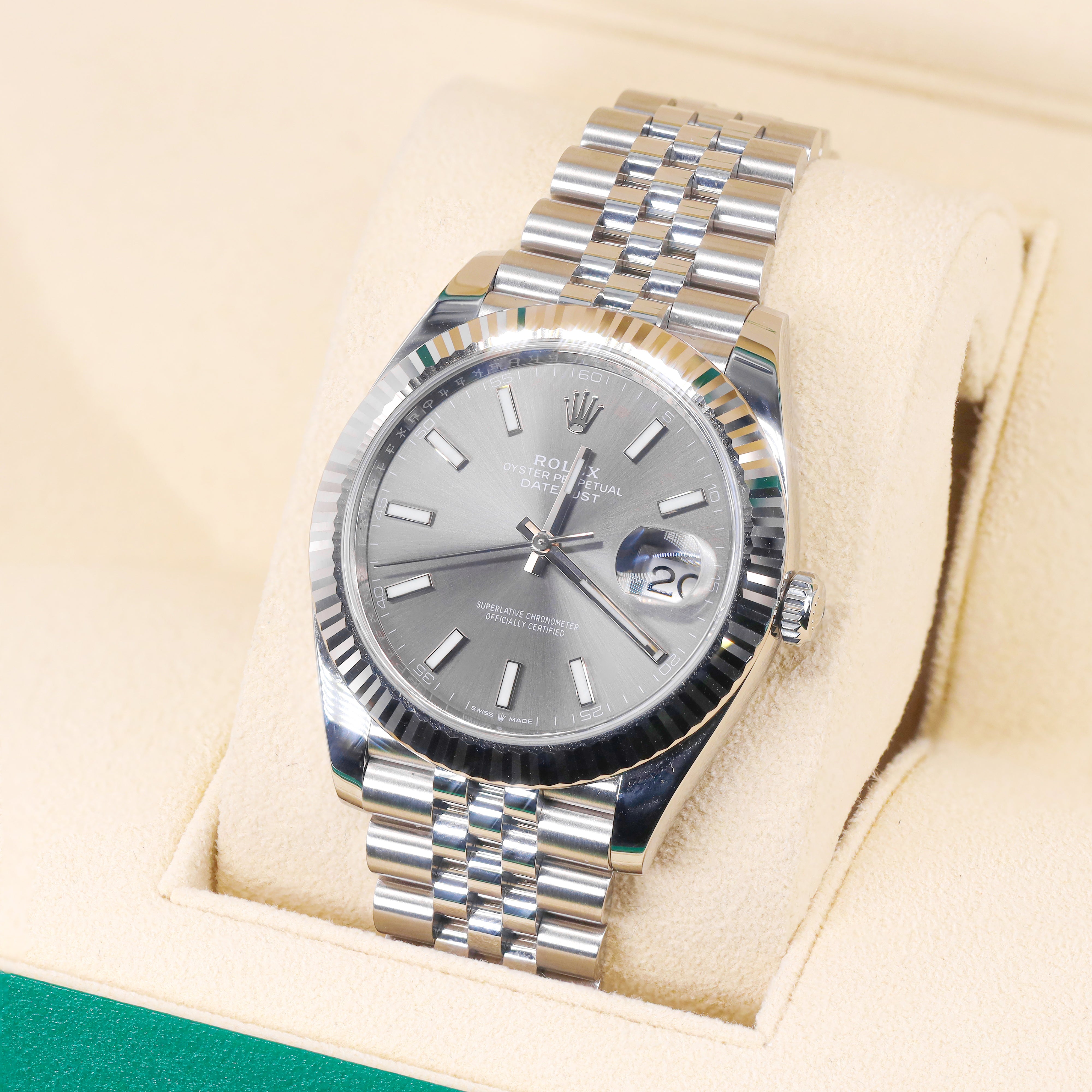 Rolex 126334 DateJust 41mm Slate Grey Dial Fluted Bezel