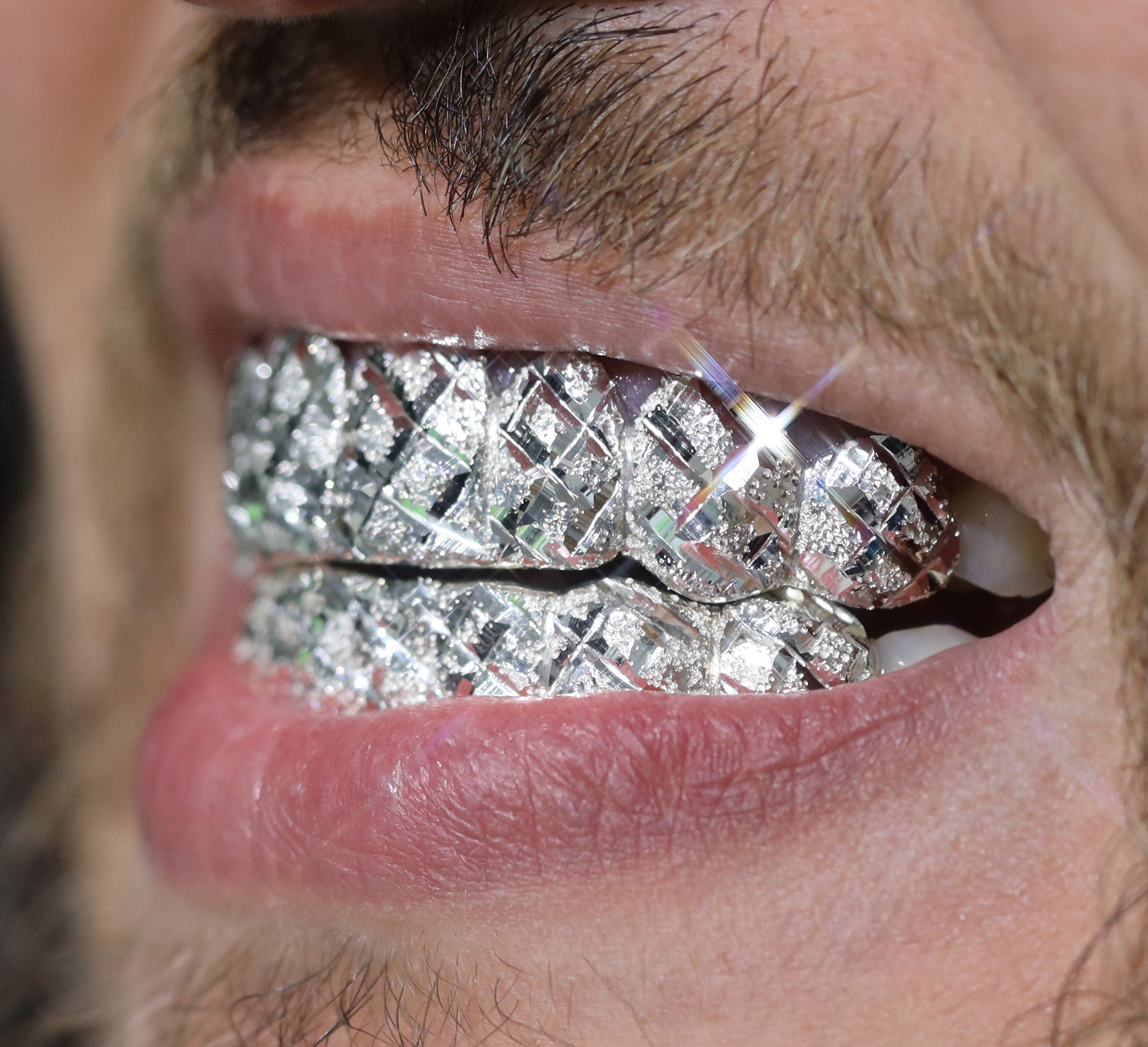 Custom Diamond Cut Diamond Dust Gold Grillz
