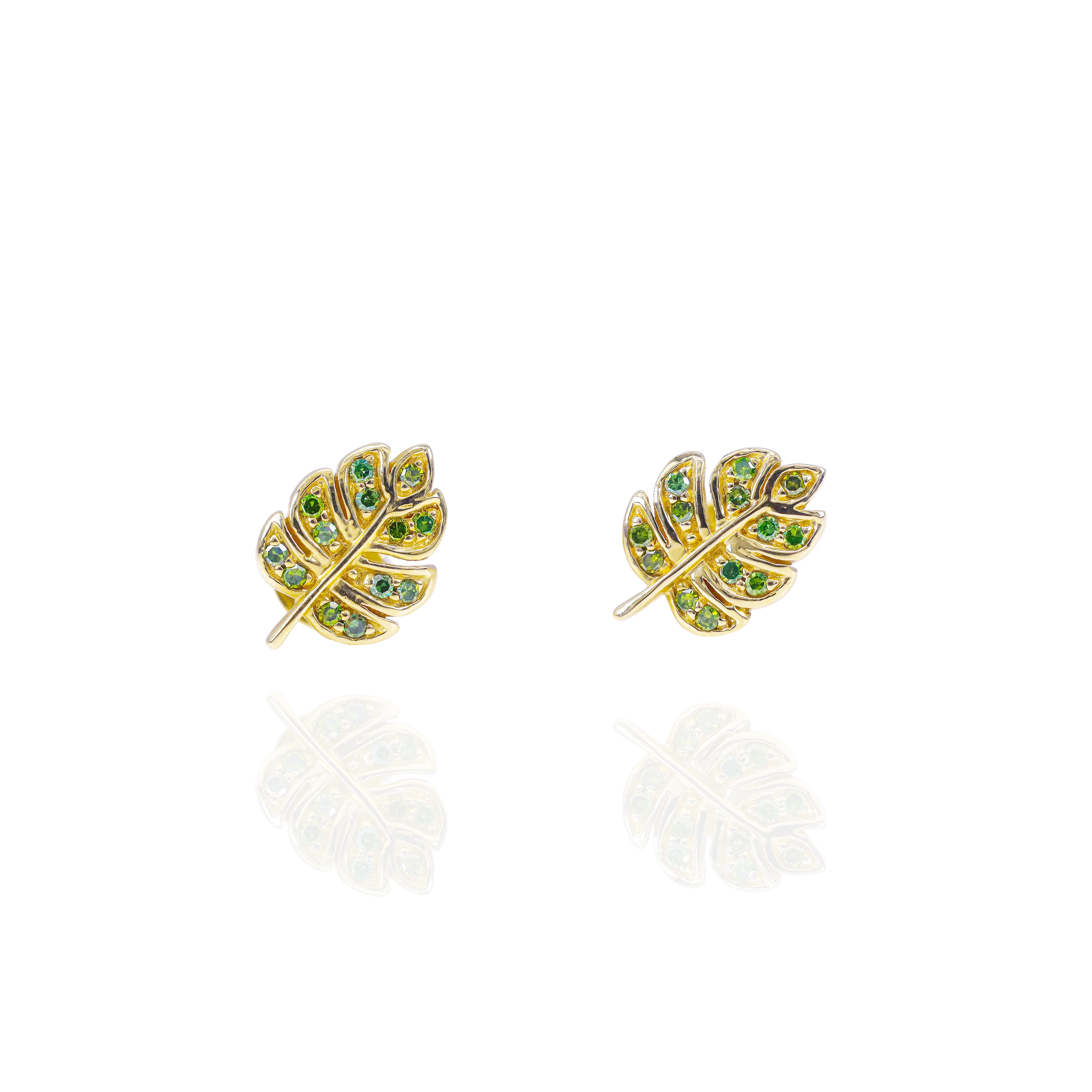 Green Garnet Leaf Earrings
