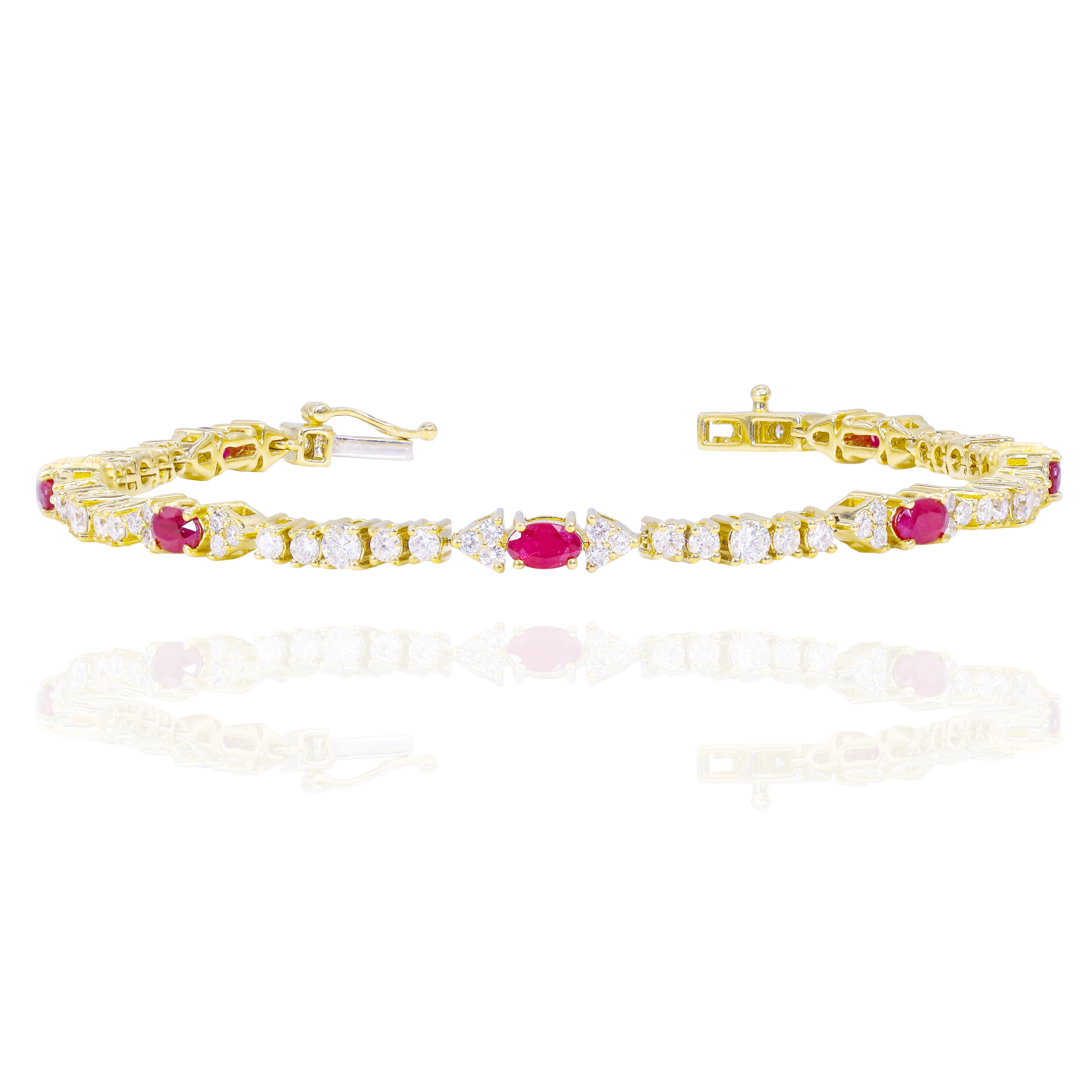 Diamond Tennis Bracelet with Red Ruby