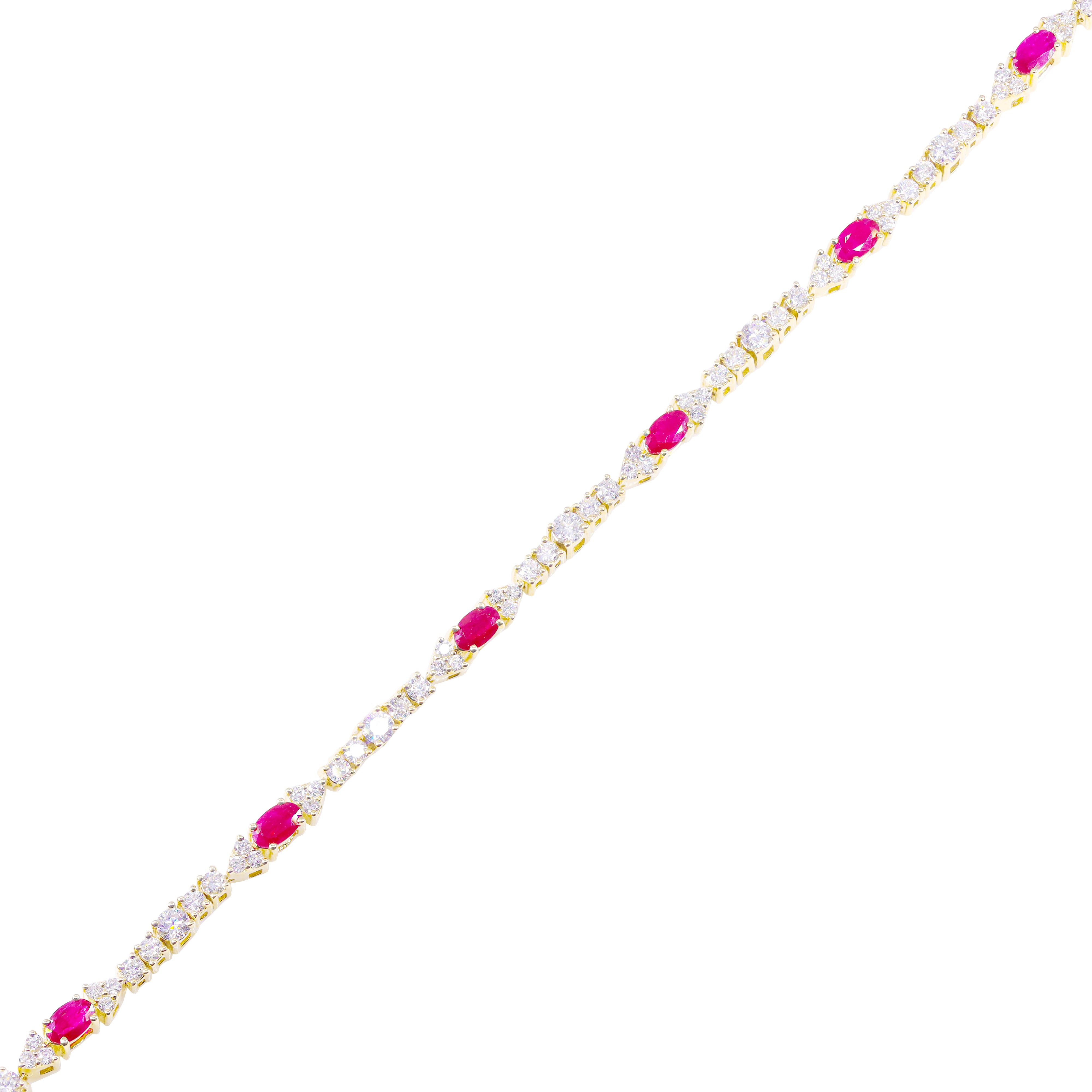 Diamond Tennis Bracelet with Red Ruby