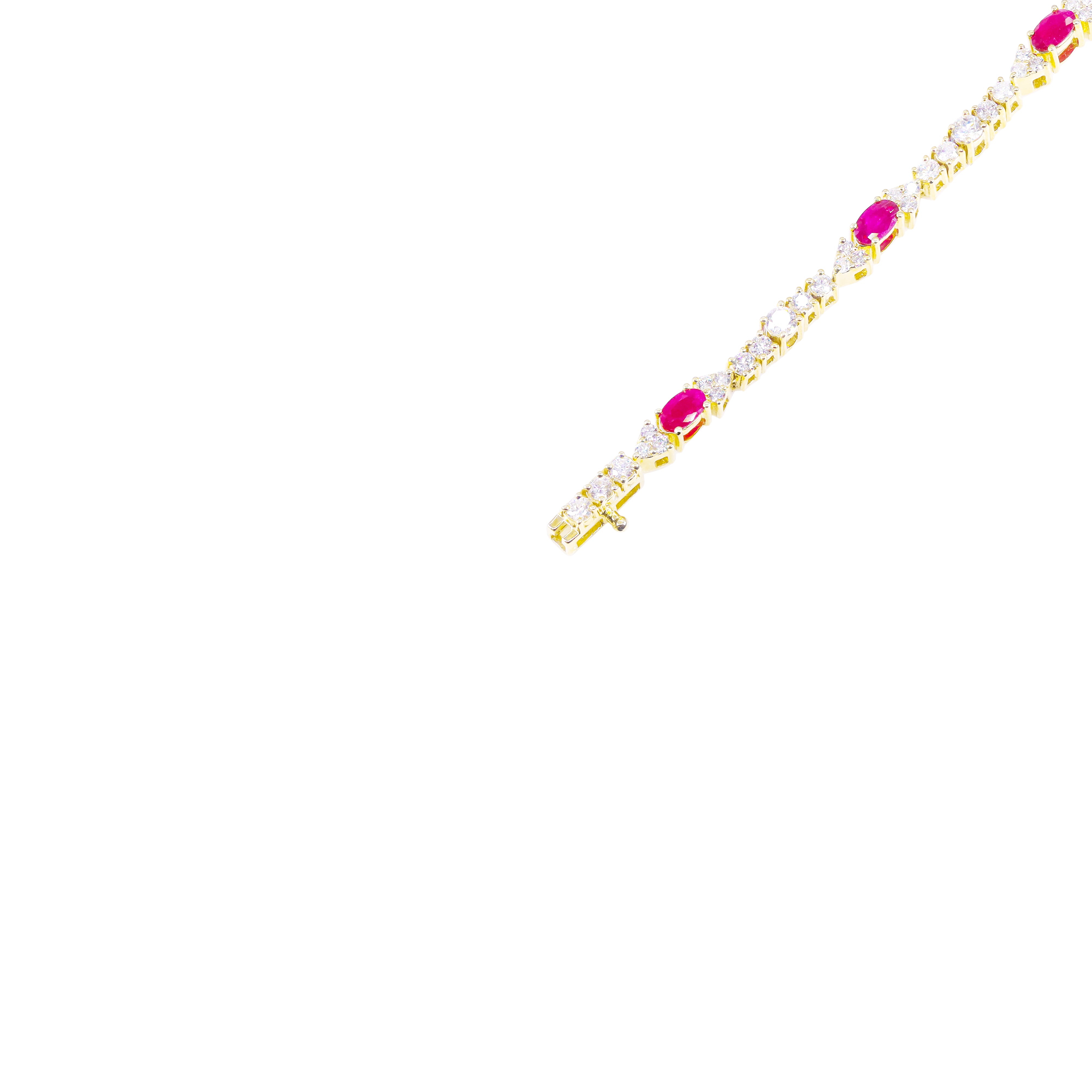 Diamond Tennis Bracelet with Red Ruby