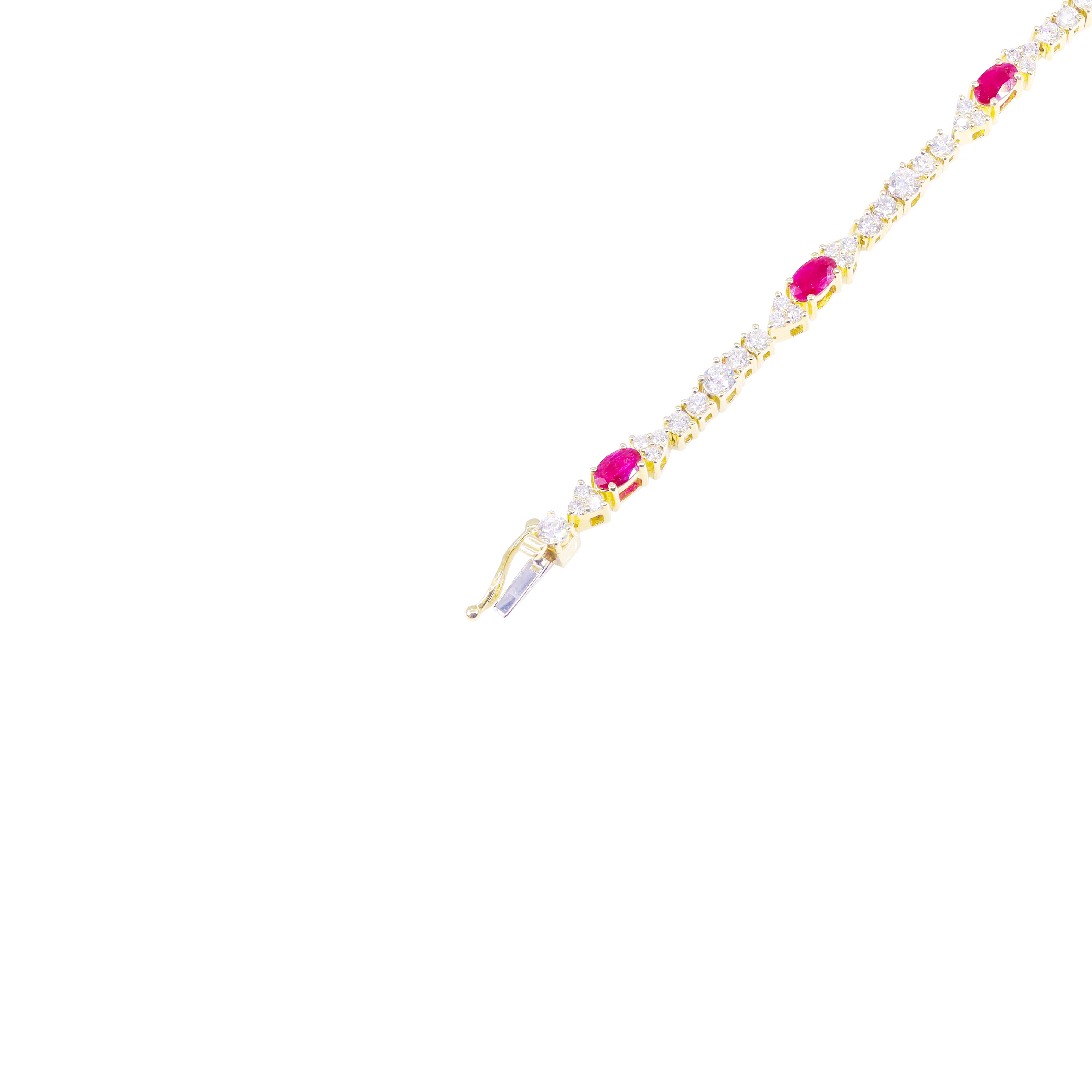 Diamond Tennis Bracelet with Red Ruby