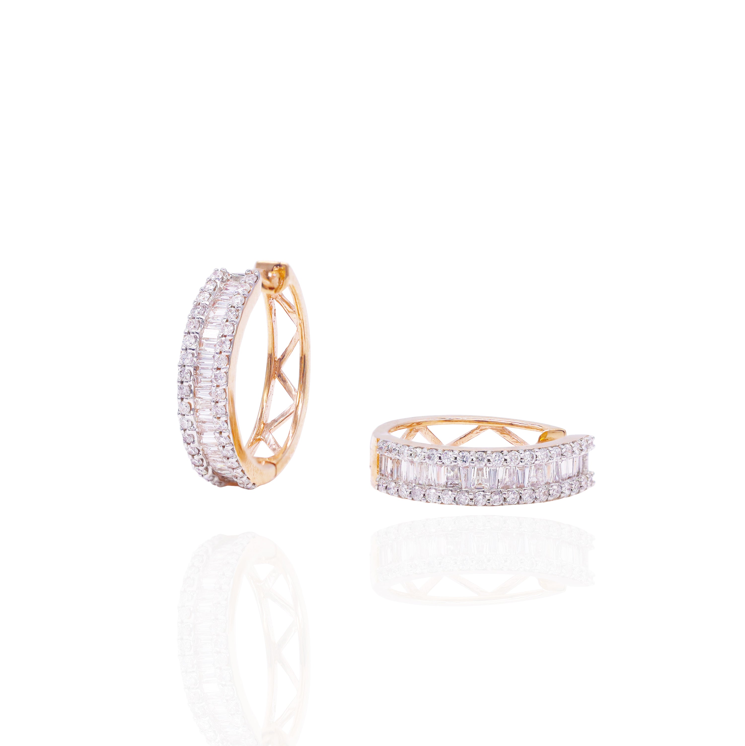 Large Baguette Diamond Hoop Earrings