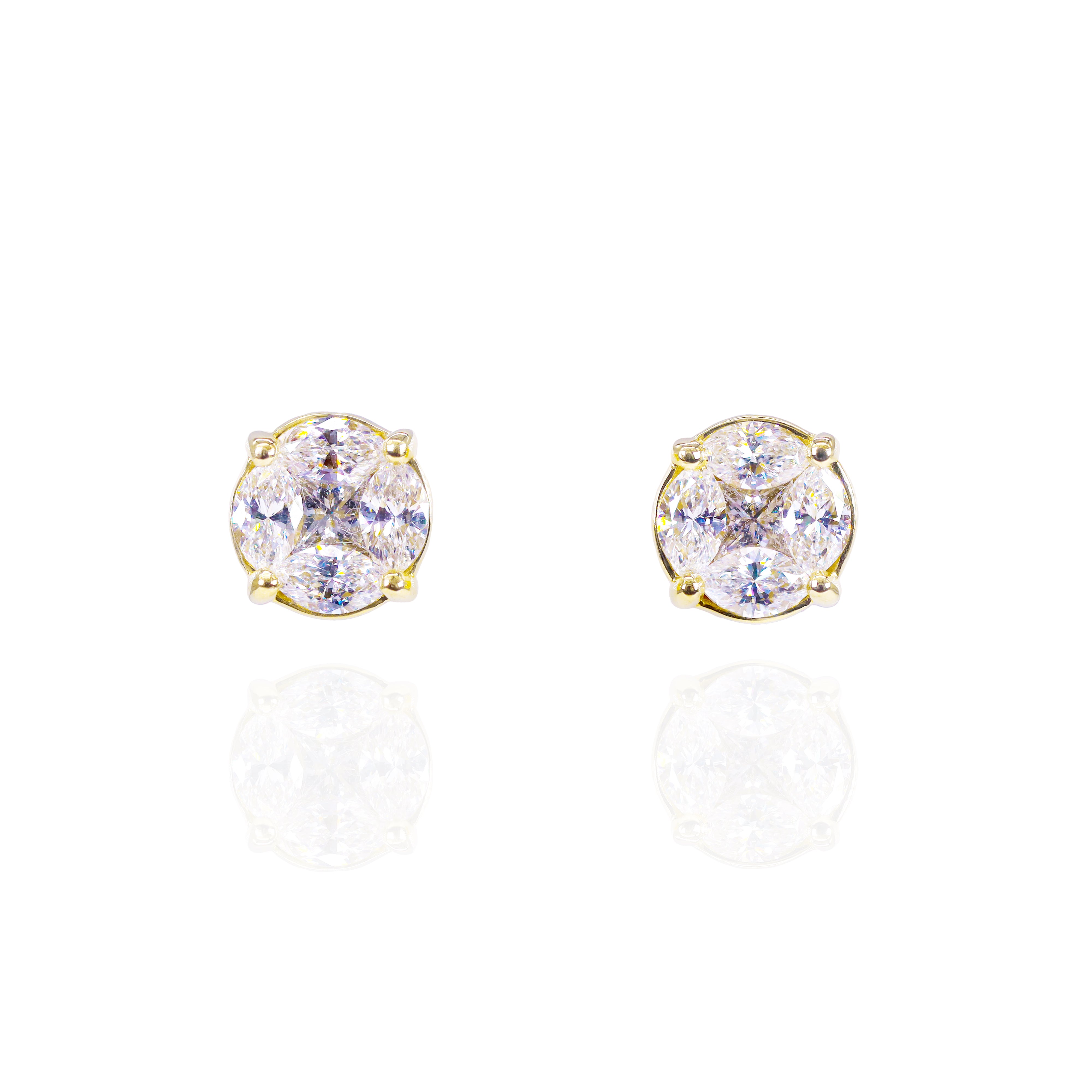 Marquise & Princess Cut Bezel Set Diamond Earrings