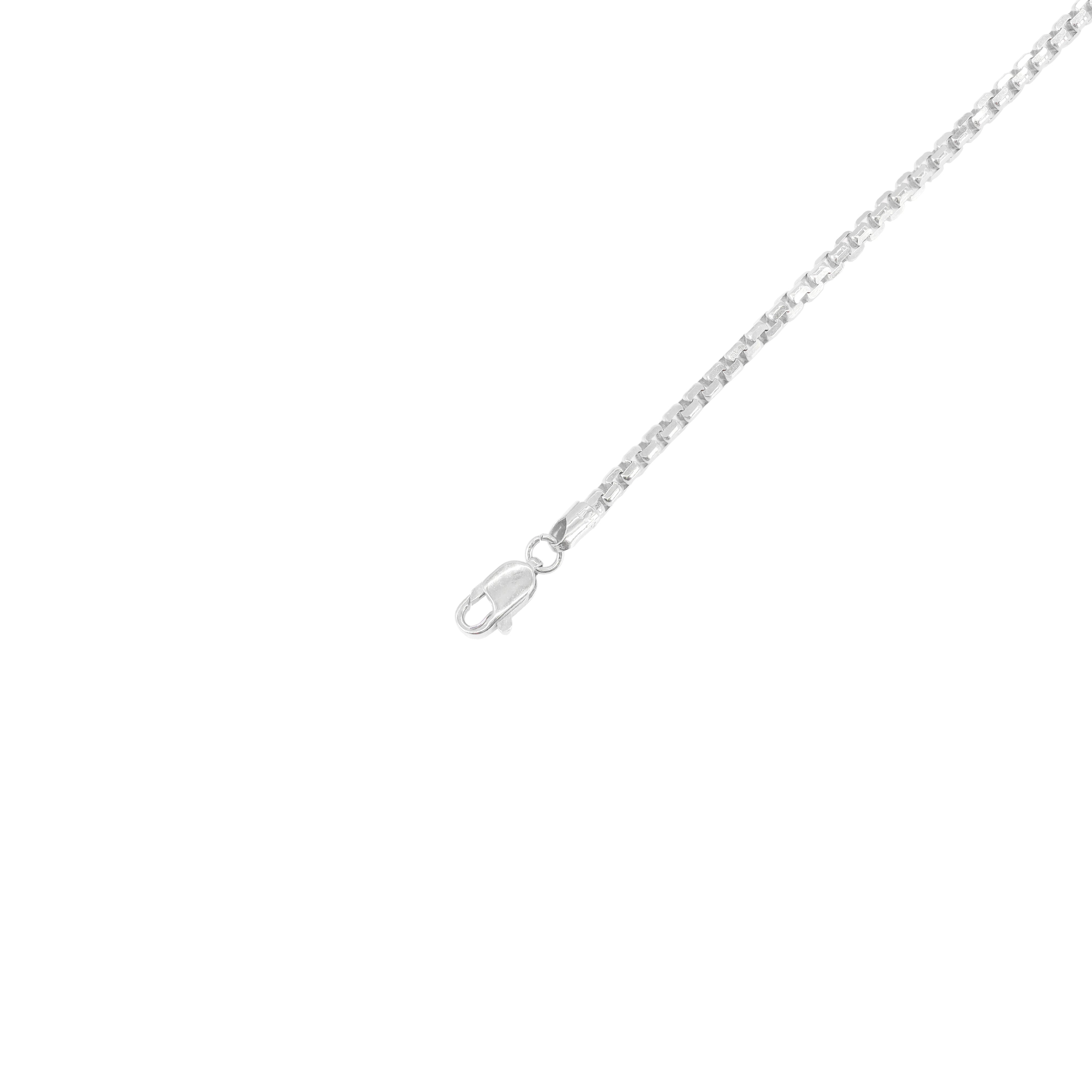 14KT White Gold Rounded Diamond Cut Box Gold Bracelet