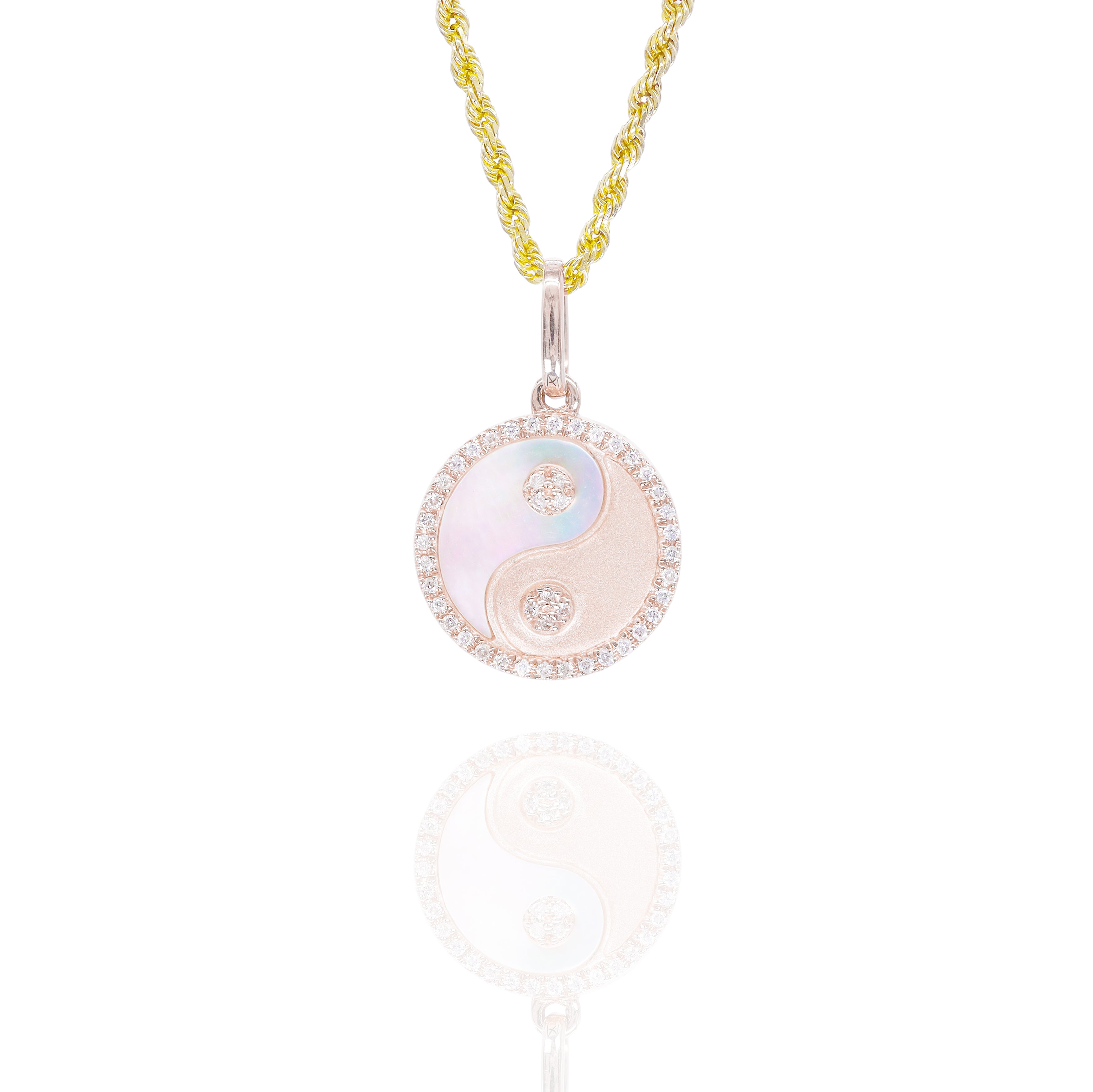 Yin-Yang Medallion Diamond Pendant with Mother of Pearl