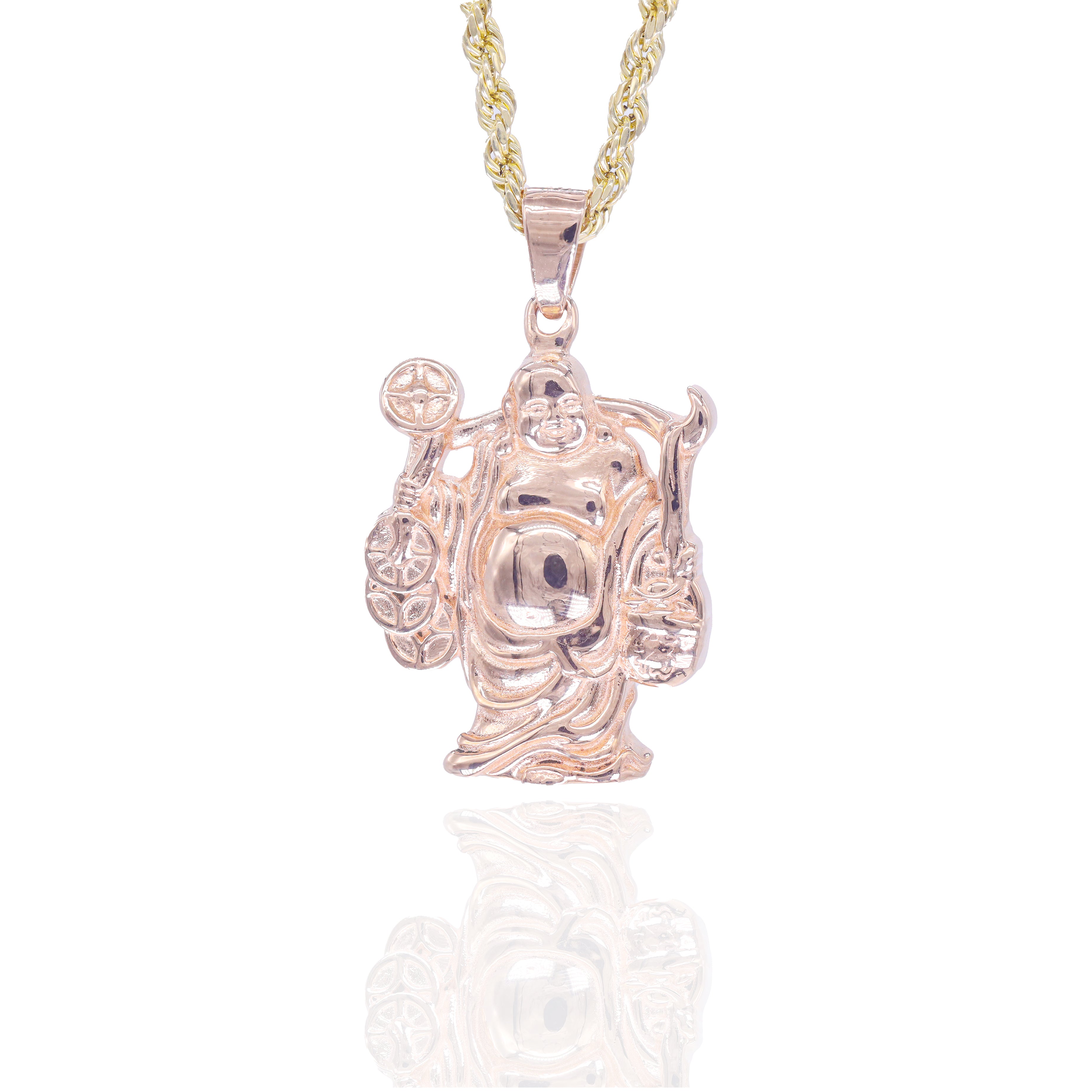 solid Rose Gold Buddha Charm with details 