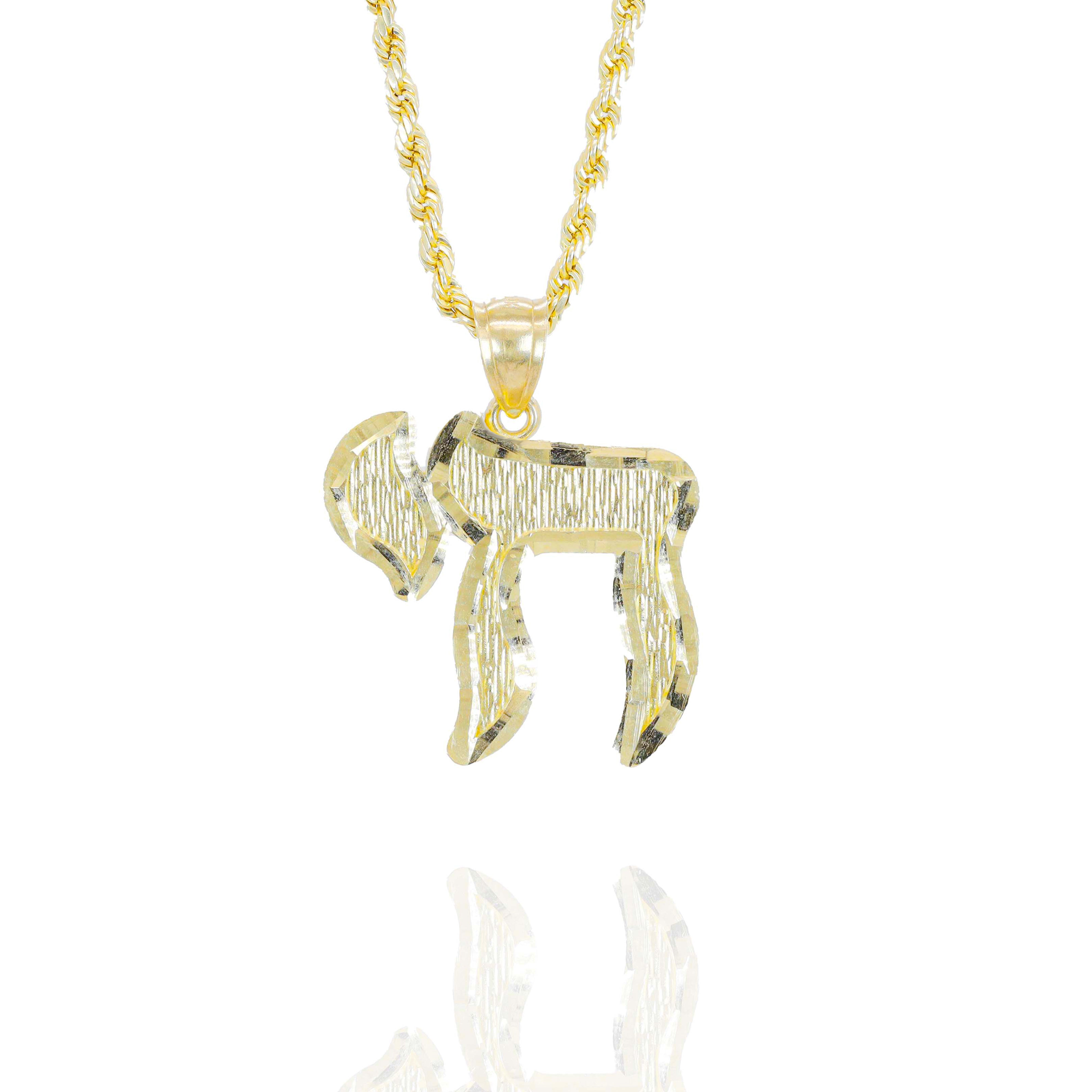 Solid gold Chai Symbol Charm with gold chain