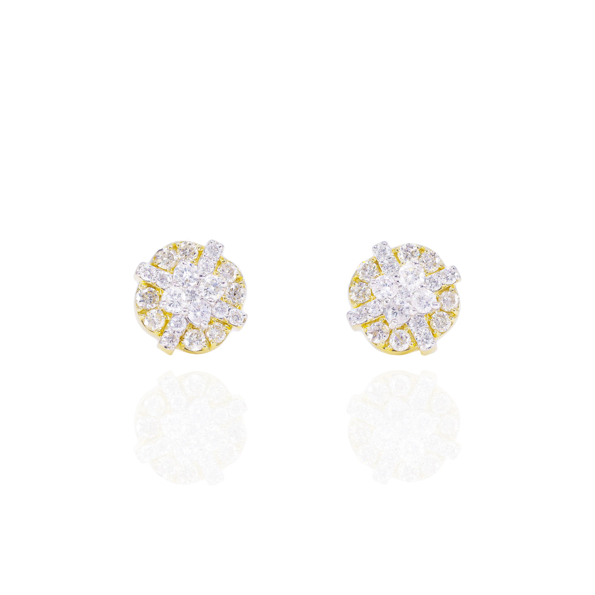 Diamond Overlay Two Tone Earrings