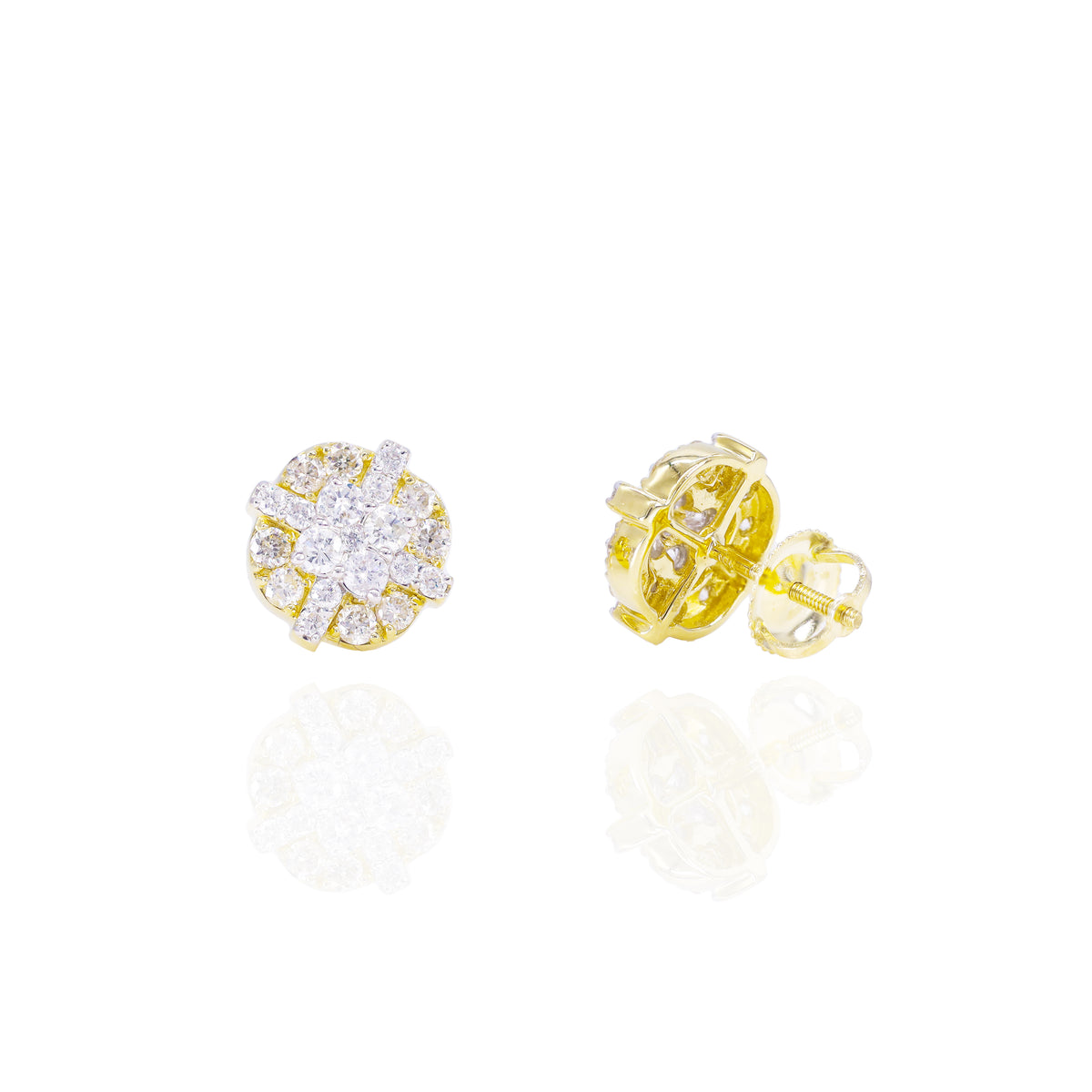 Diamond Overlay Two Tone Earrings
