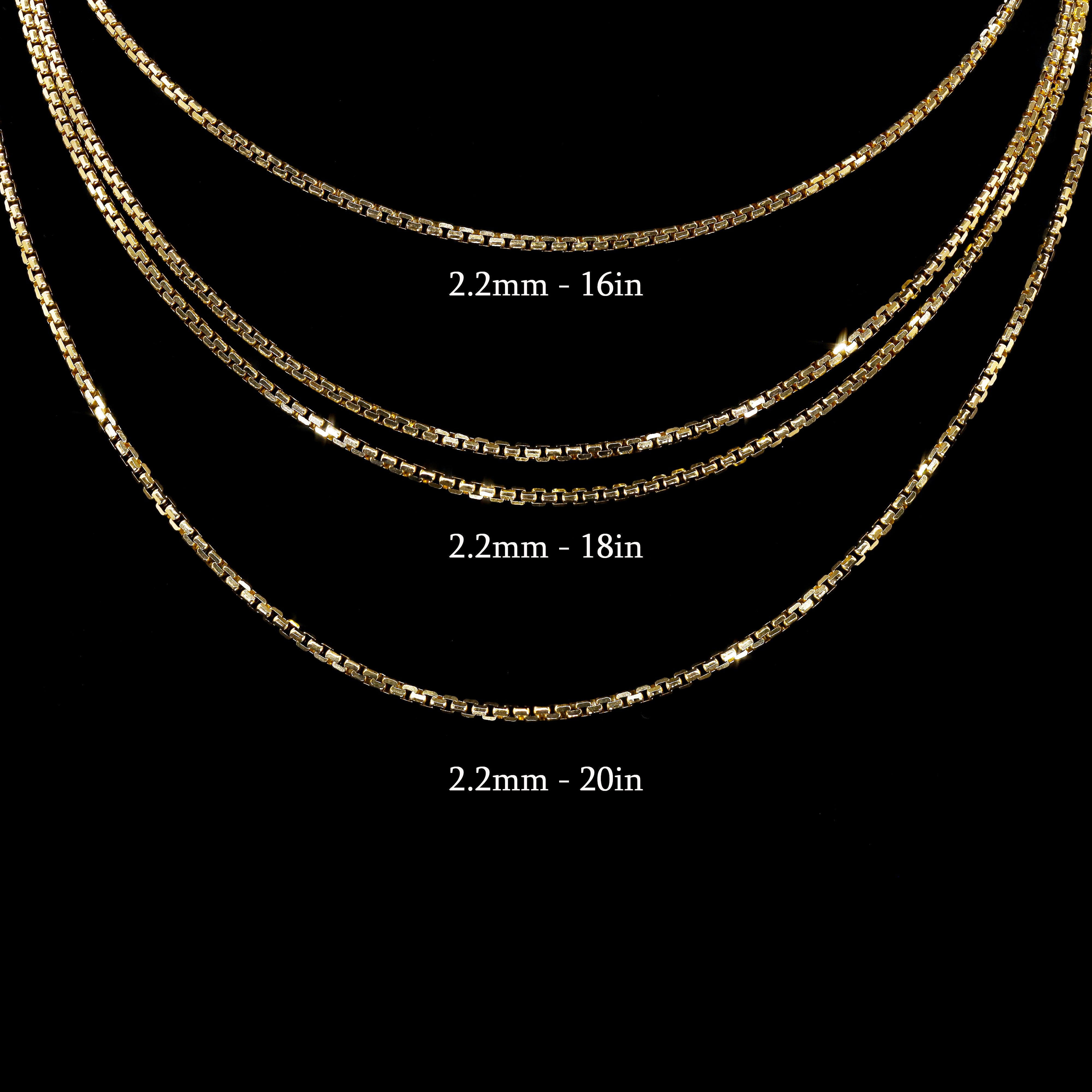 14KT Yellow Gold Rounded Diamond Cut Box Gold Chain