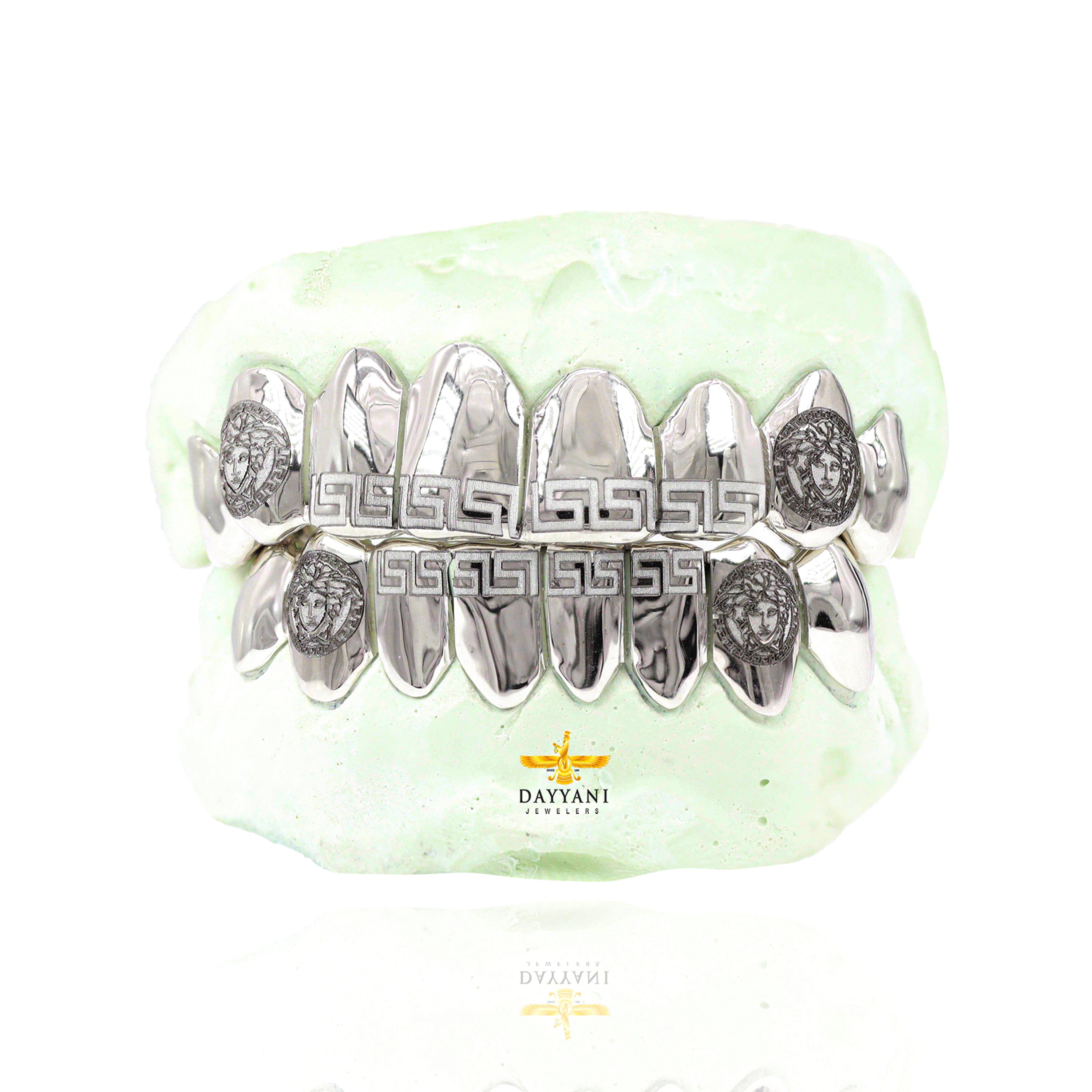 Custom 8 on 8 Versace Engraving Gold Grillz