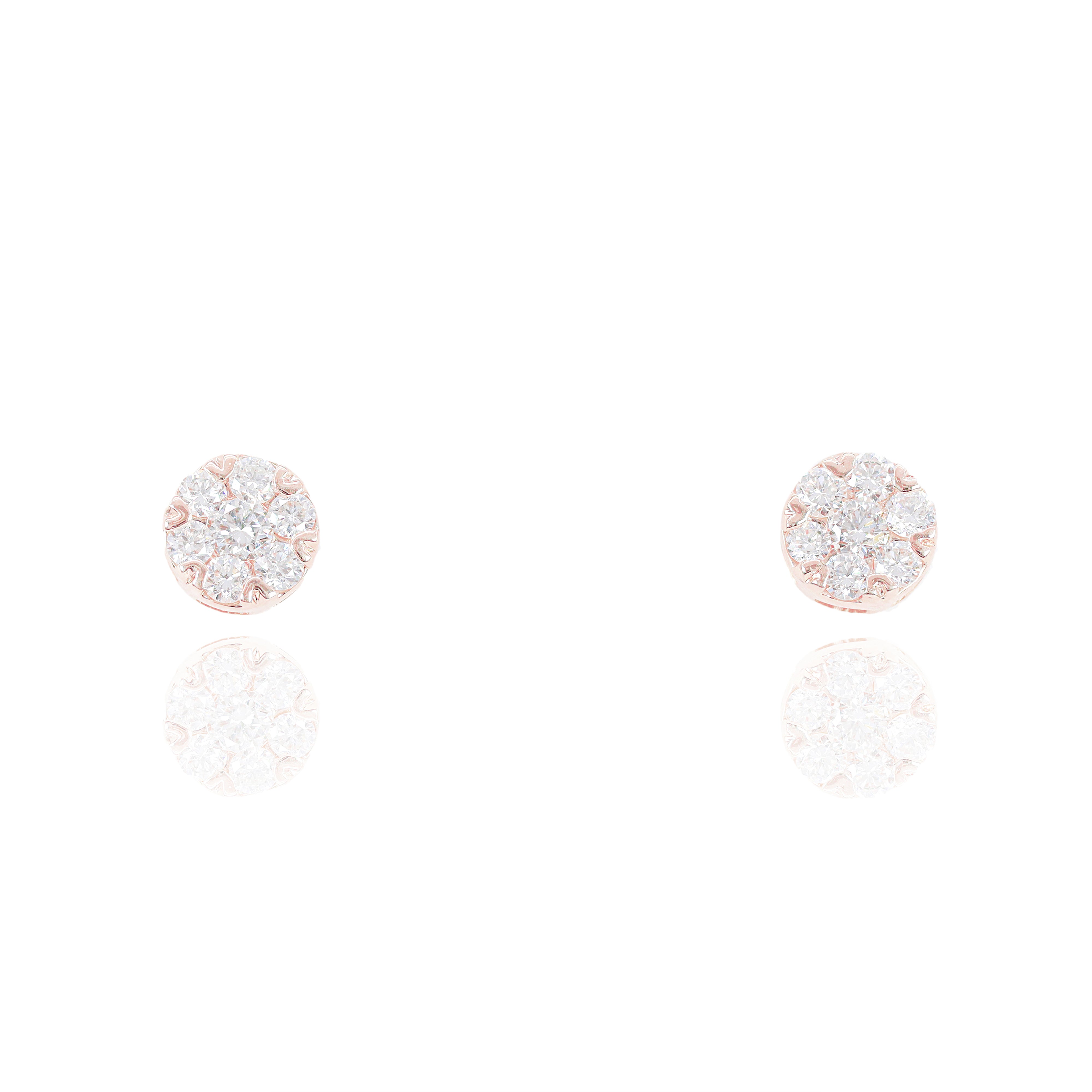 6 Prong Round Flower Style Diamond Earrings