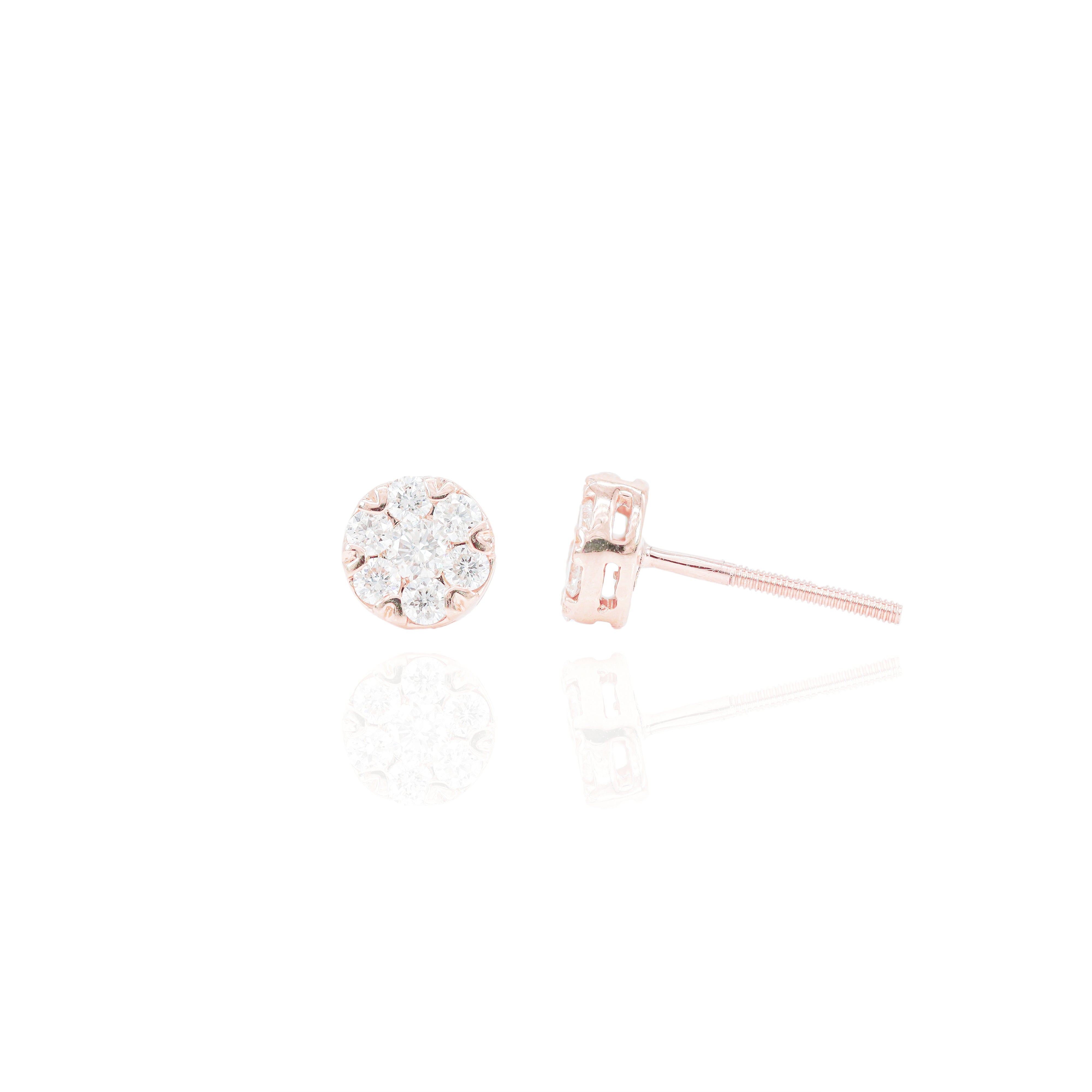 6 Prong Round Flower Style Diamond Earrings
