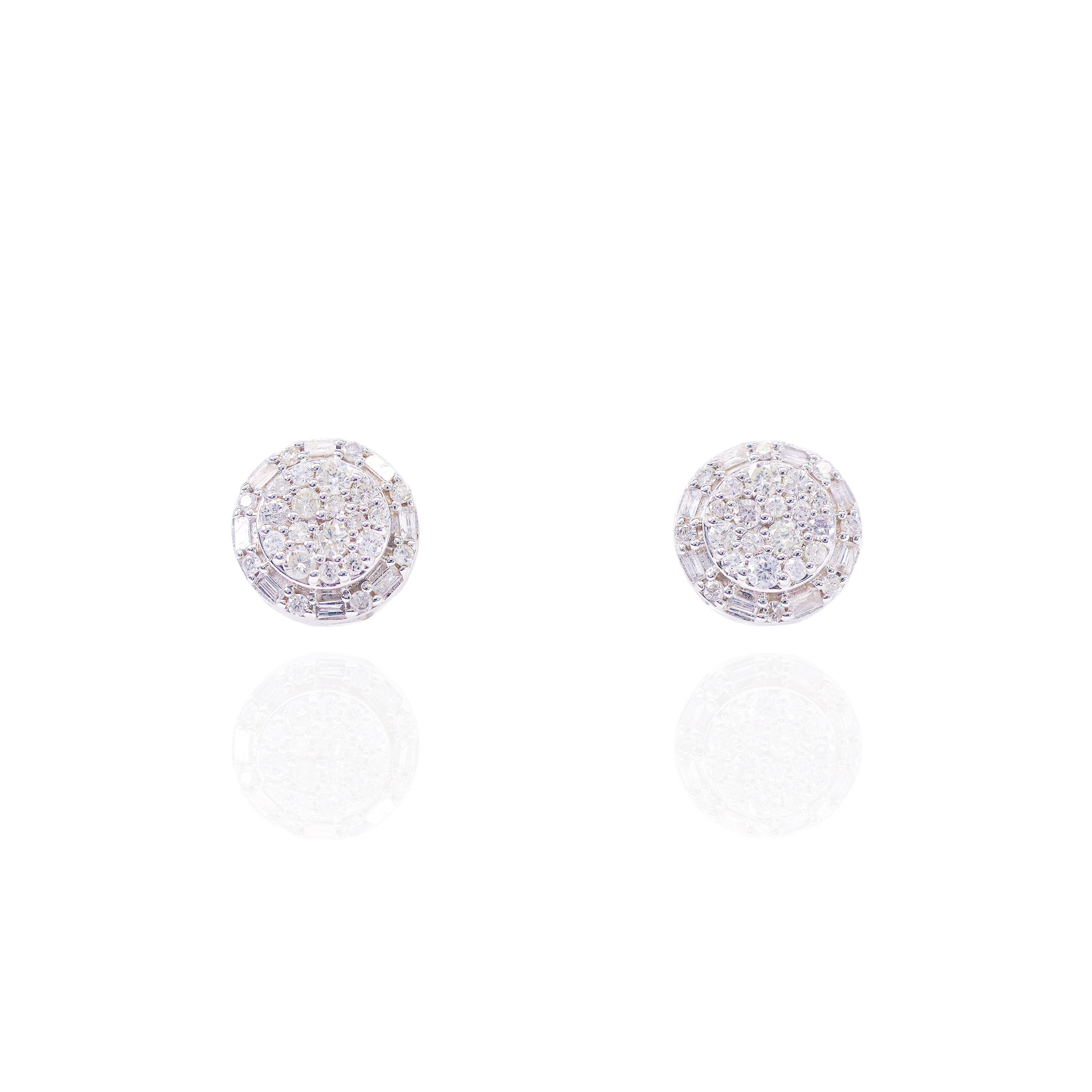 Round & Baguette Diamond Earrings