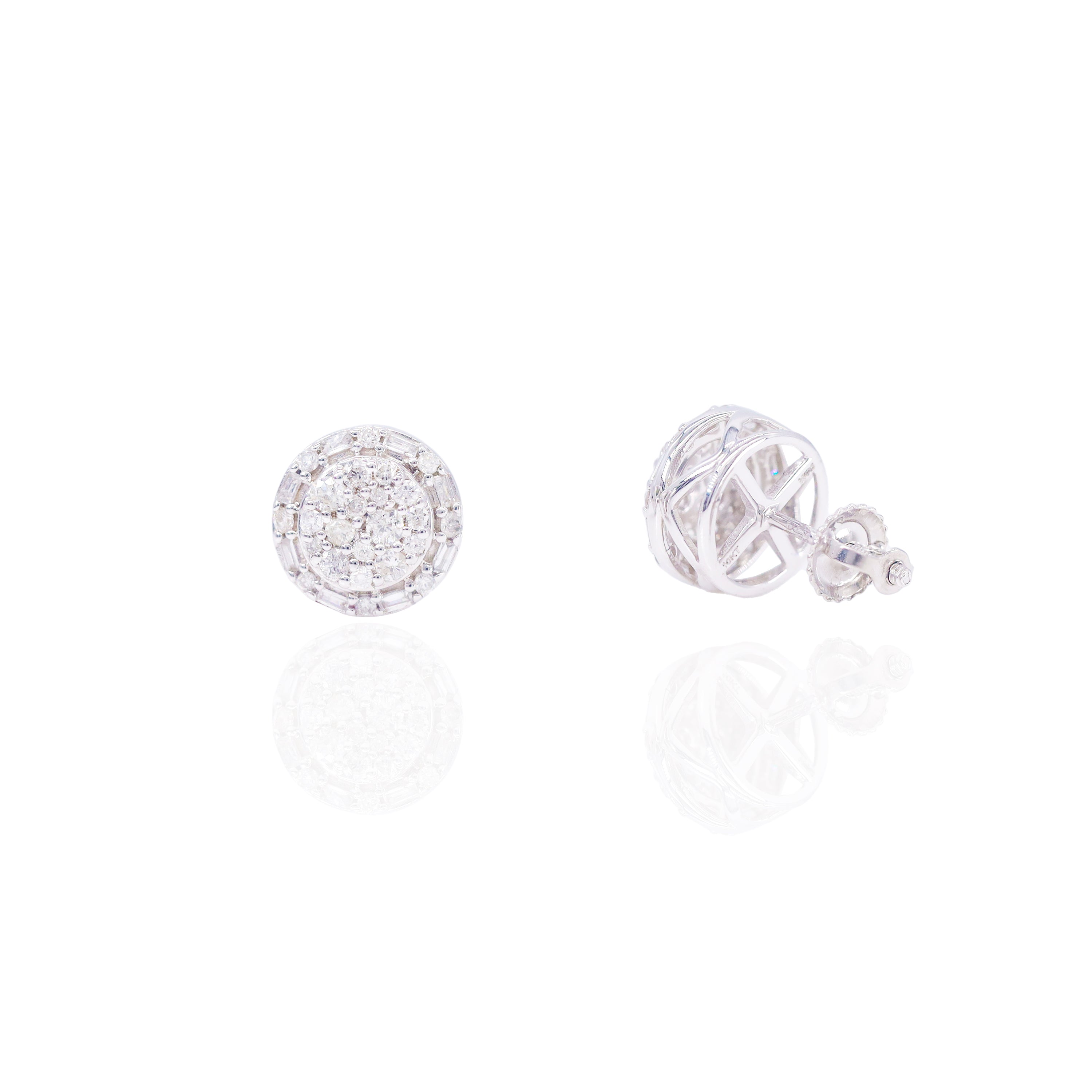 Round & Baguette Diamond Earrings
