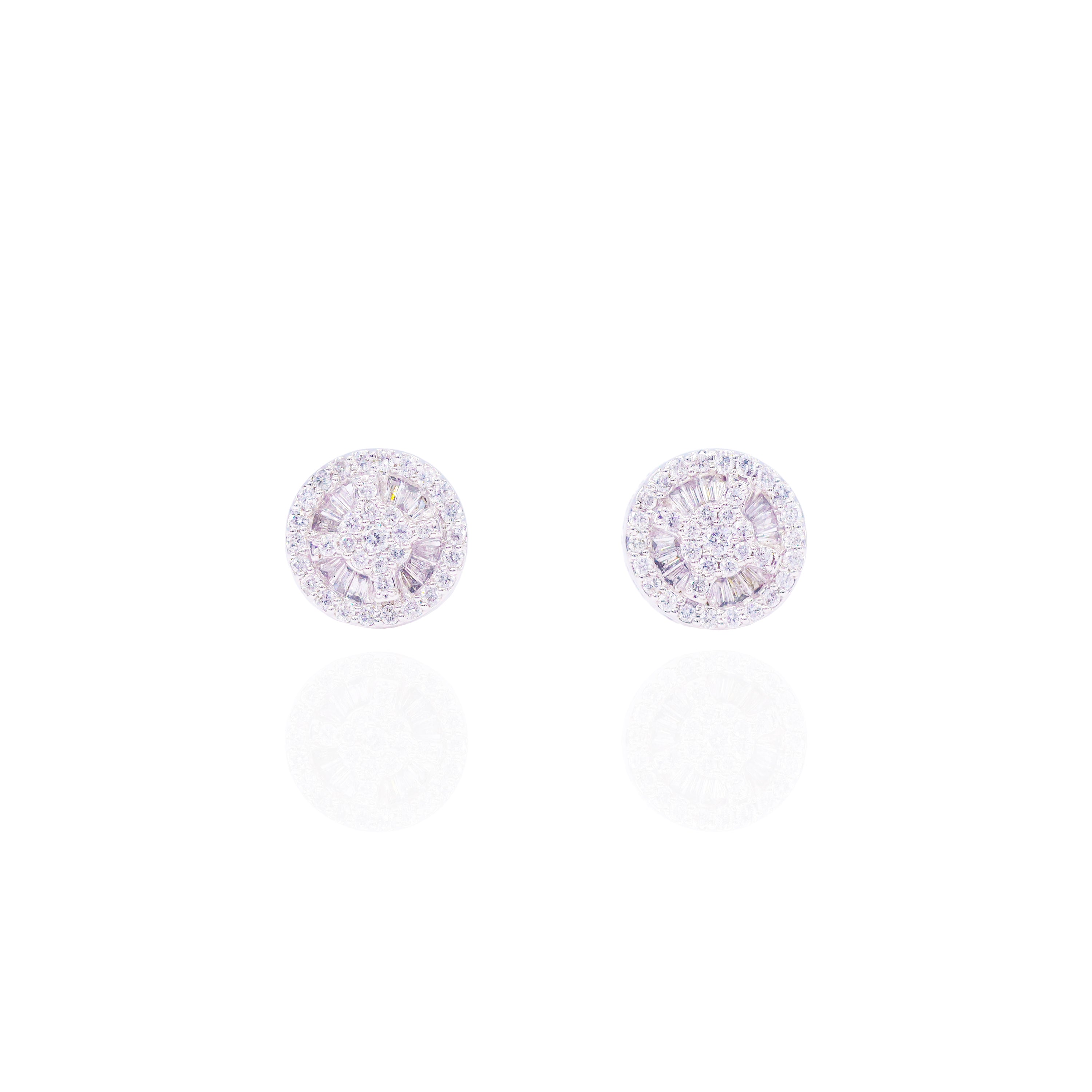 Baguette Cluster with Crossing Round Diamond Earrings