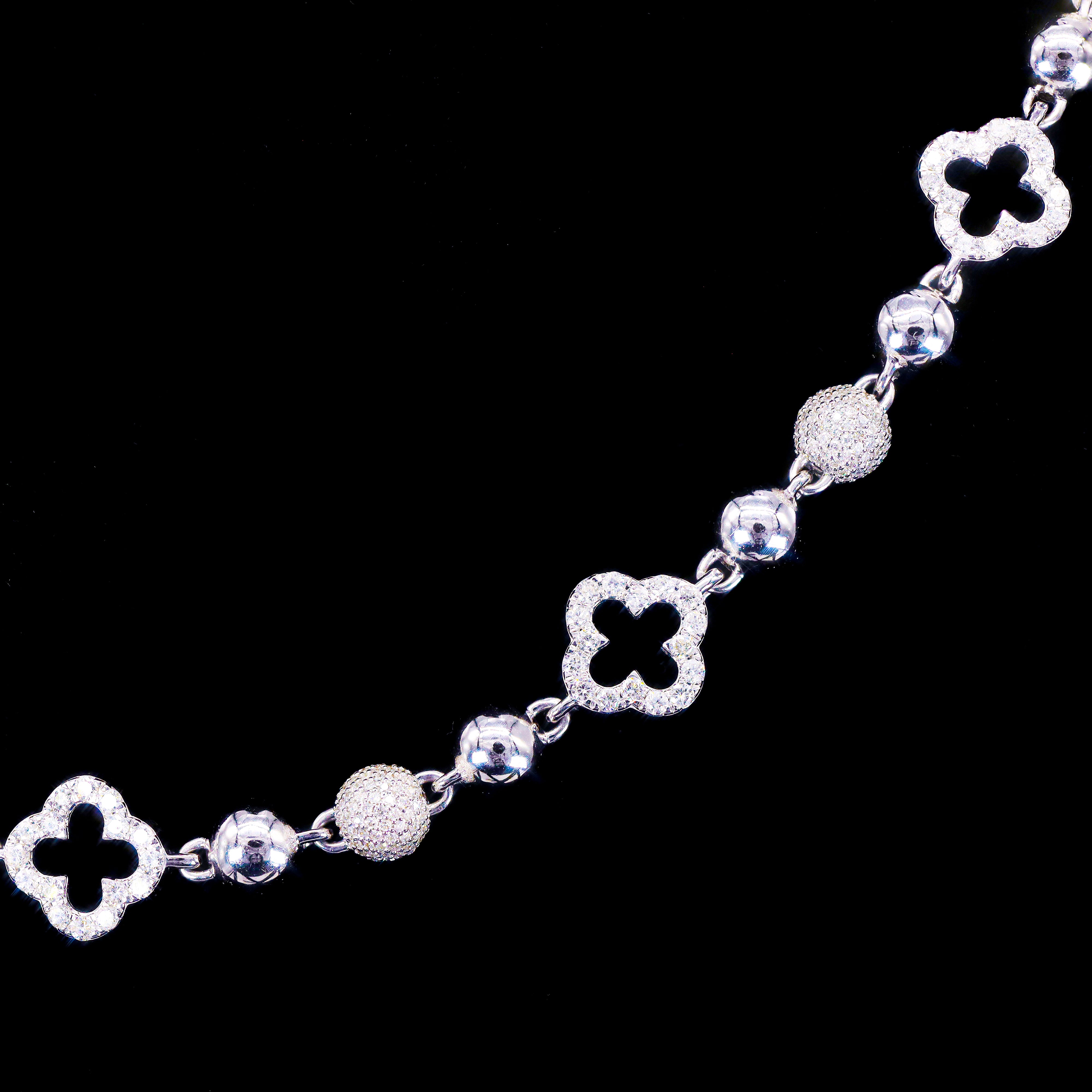 Clover/Infinity Ball Link Diamond & Gold Bracelet