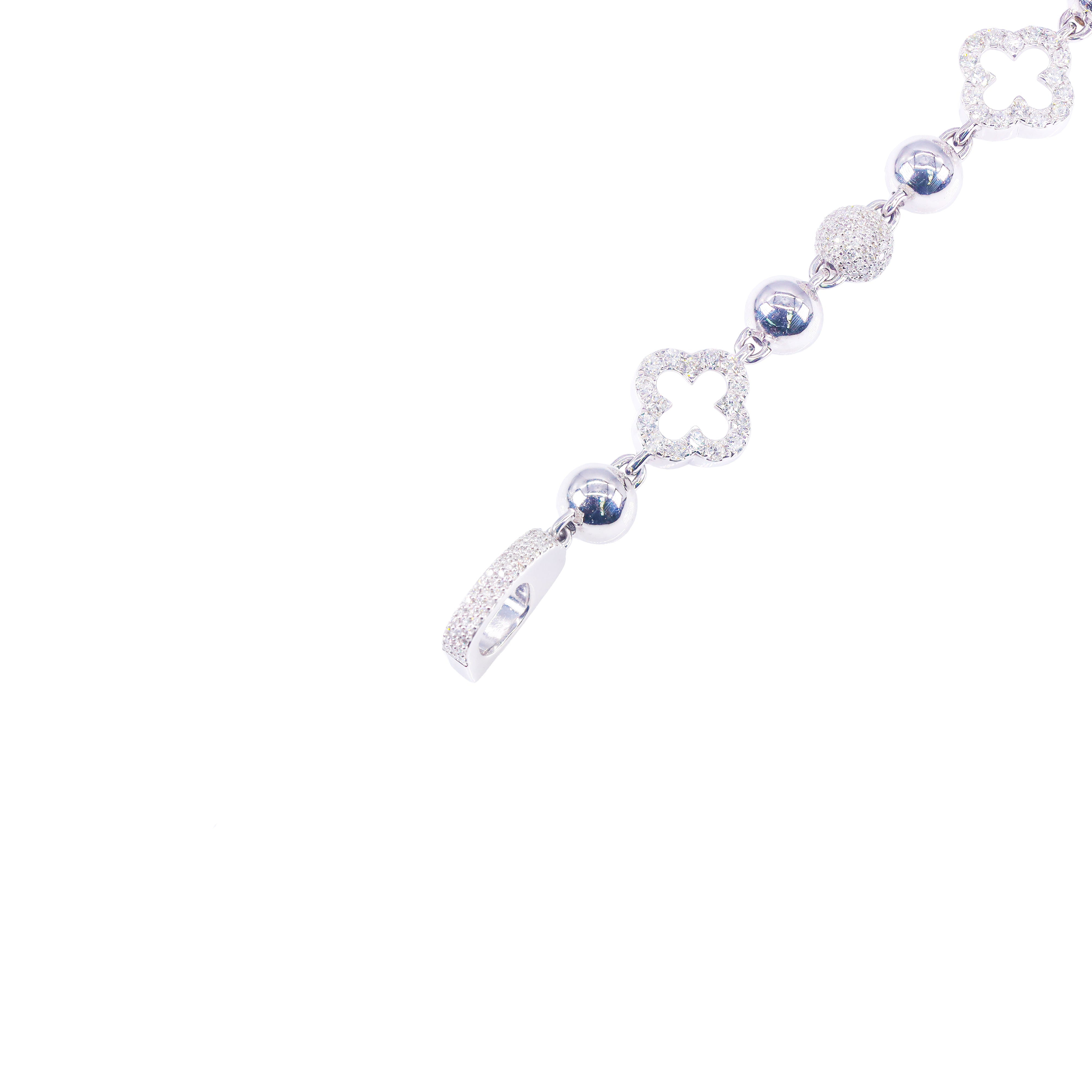 Clover/Infinity Ball Link Diamond & Gold Bracelet