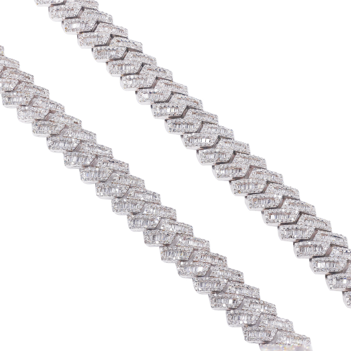 Baguette & Round Diamond Jagged Cuban Chain