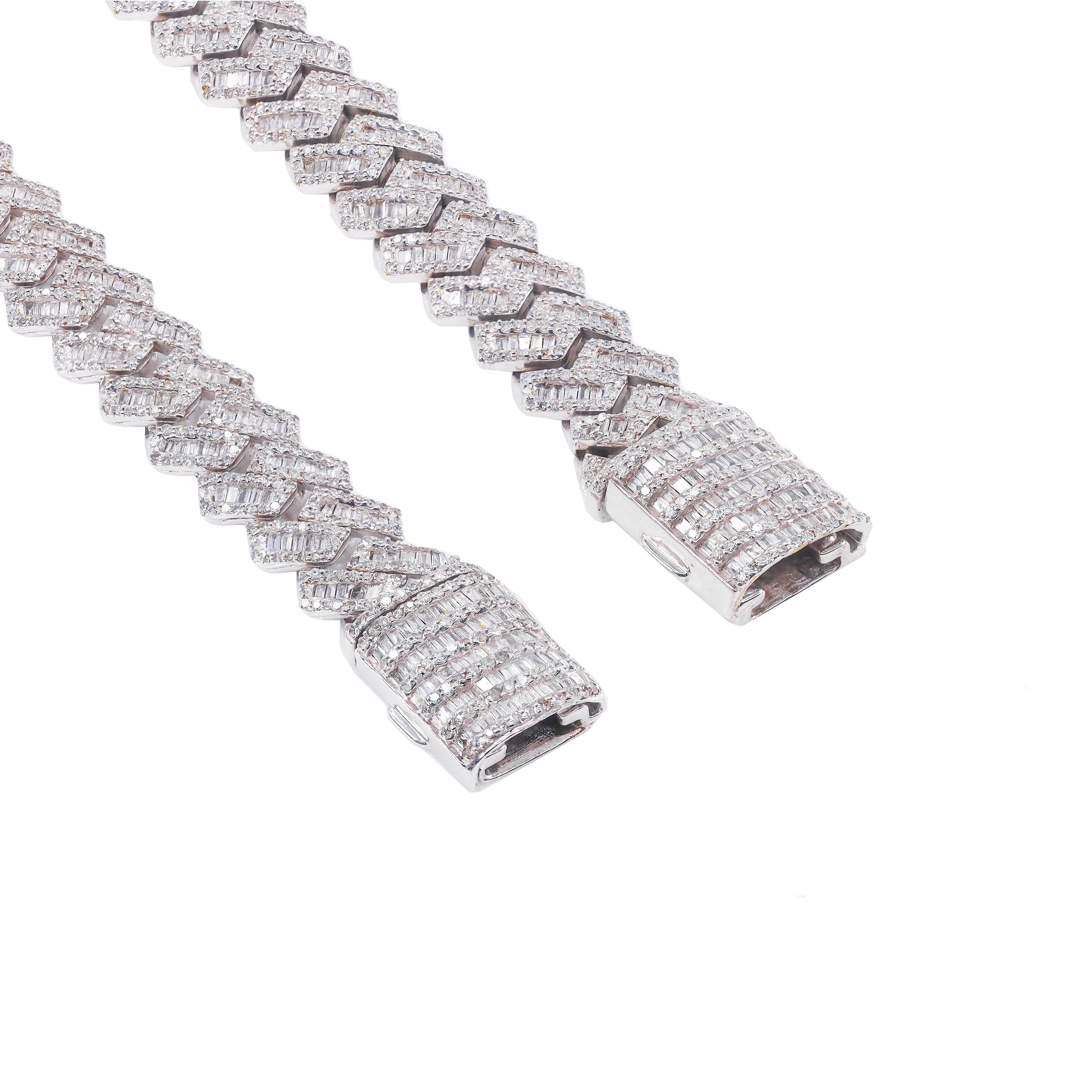 Baguette & Round Diamond Jagged Cuban Chain