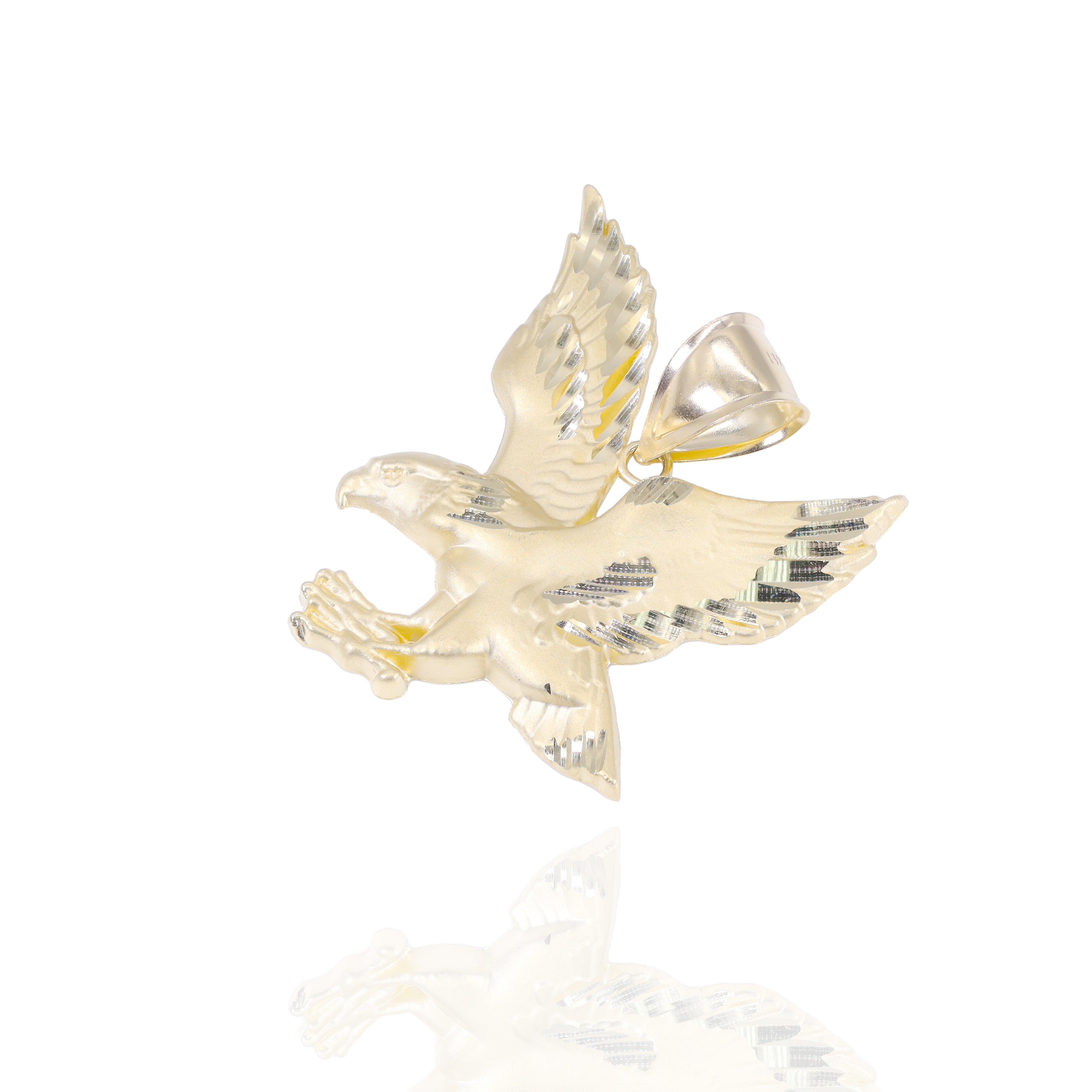 Soaring Eagle Gold Pendant with Diamond Cut