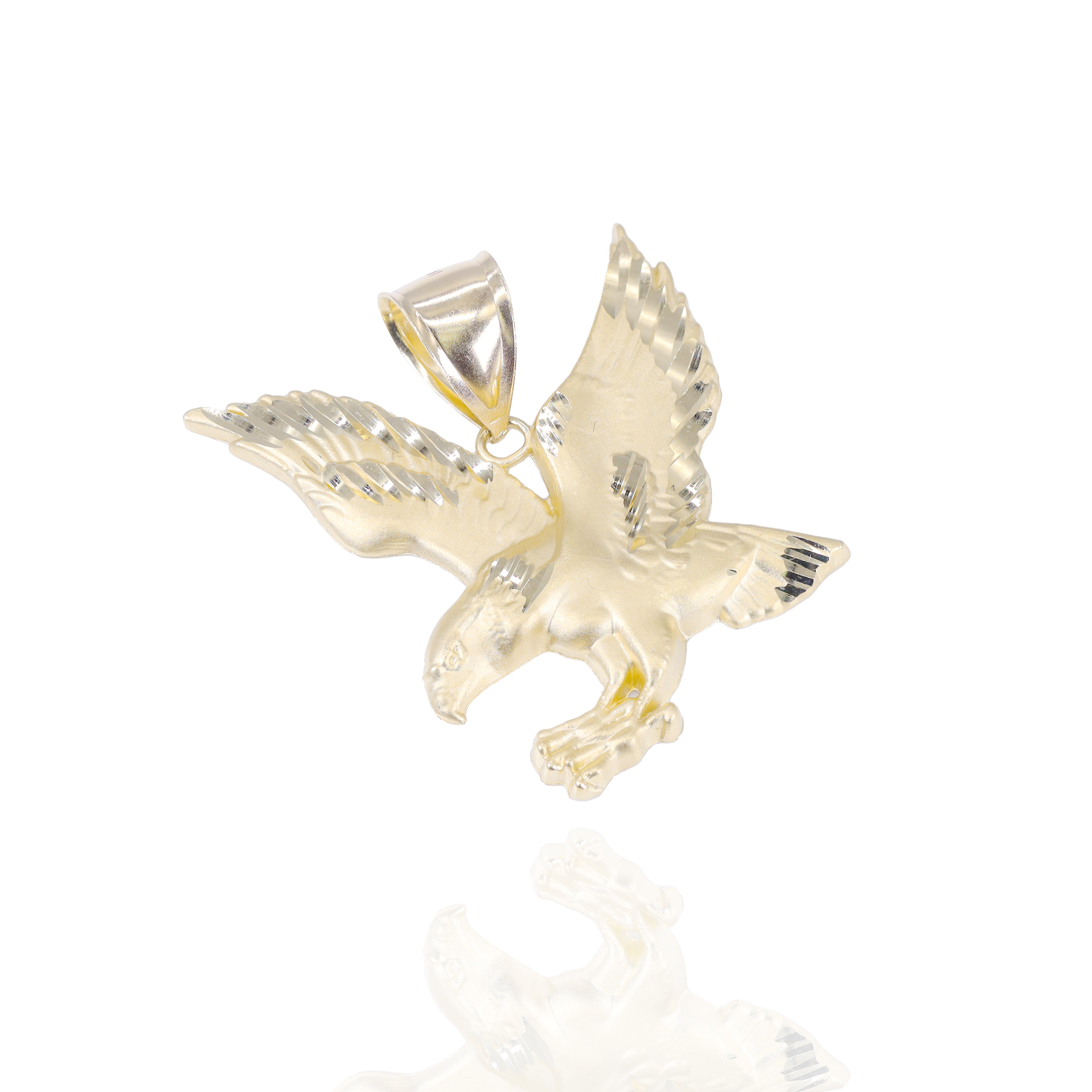Soaring Eagle Gold Pendant with Diamond Cut
