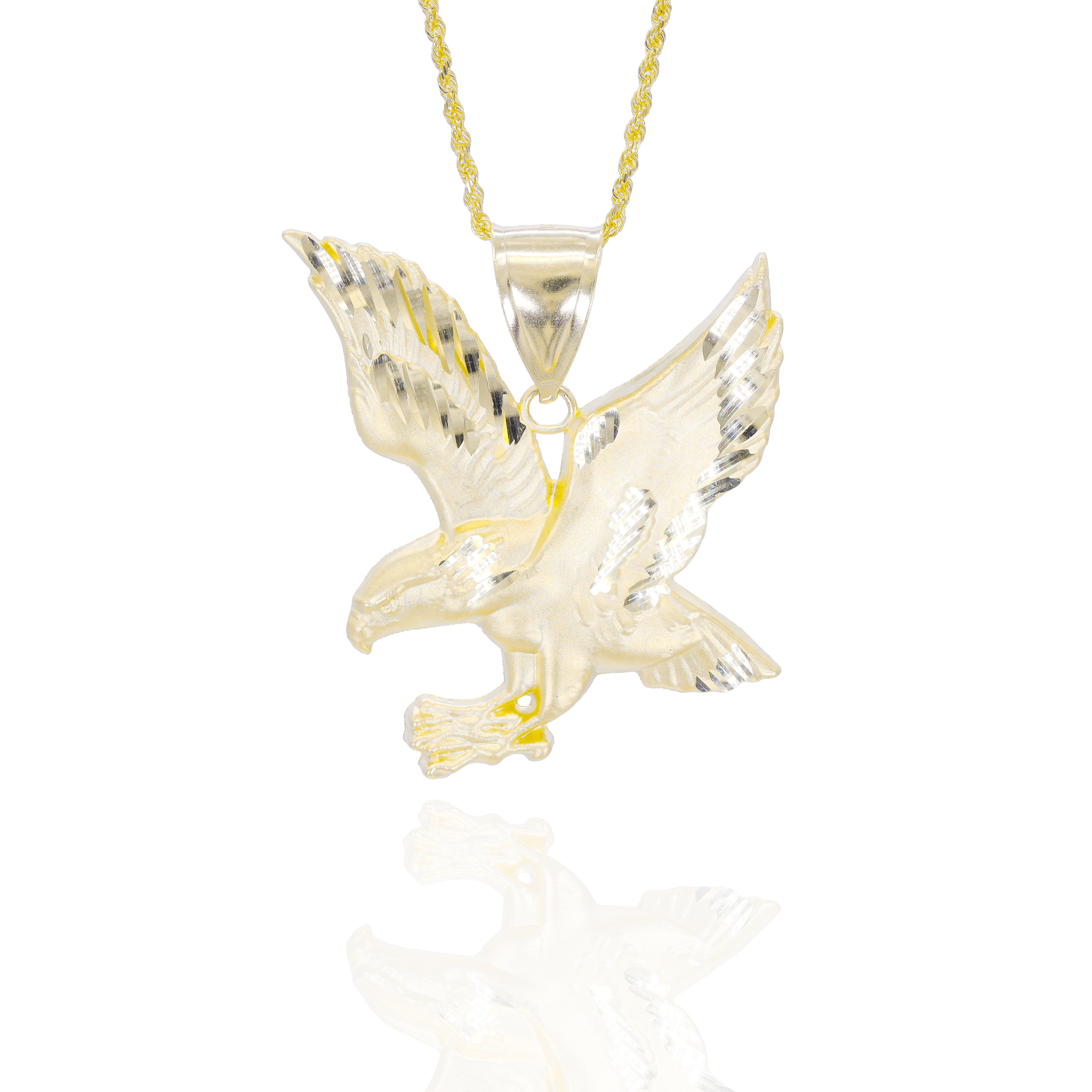 Soaring Eagle Gold Pendant with Diamond Cut