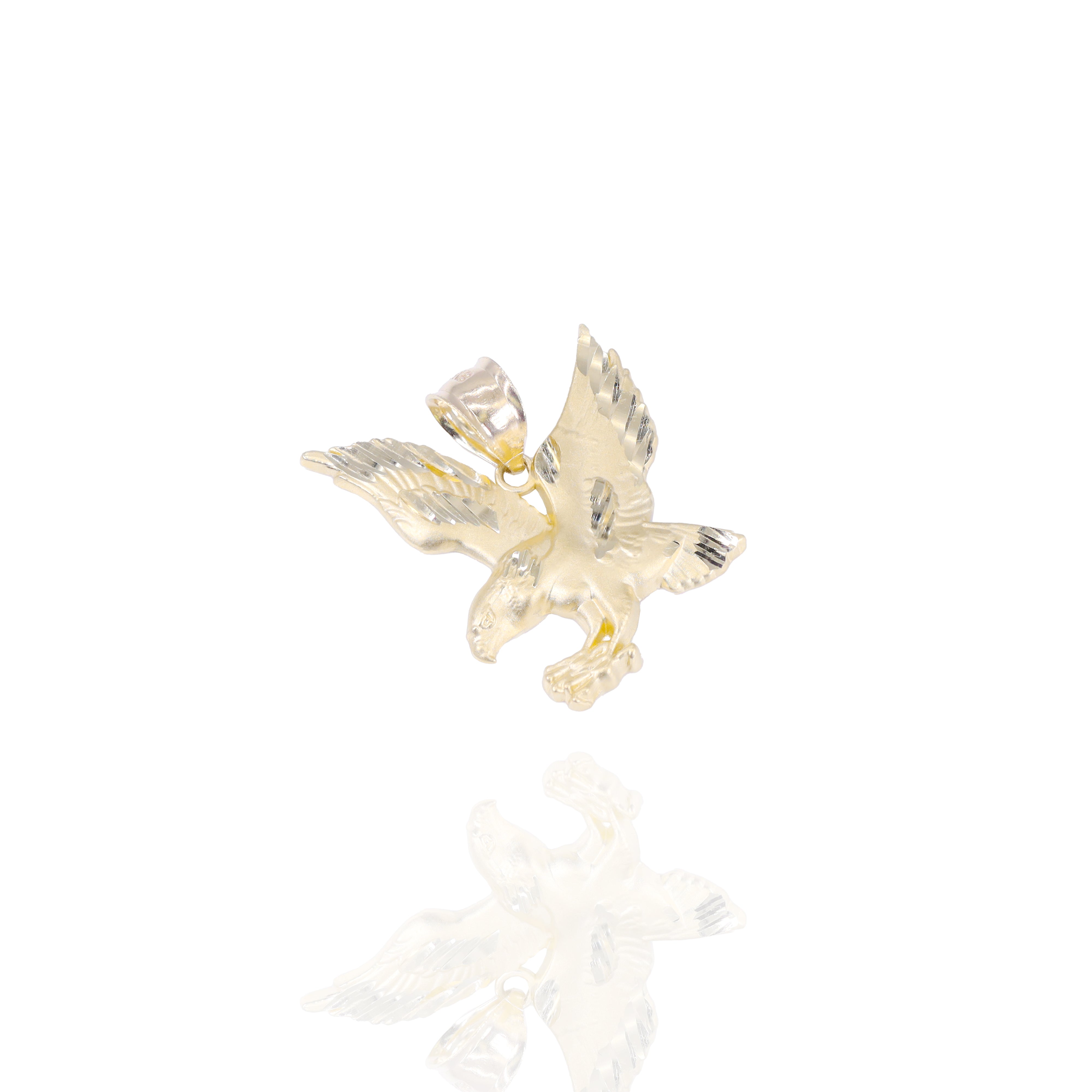 Soaring Eagle Gold Pendant with Diamond Cut