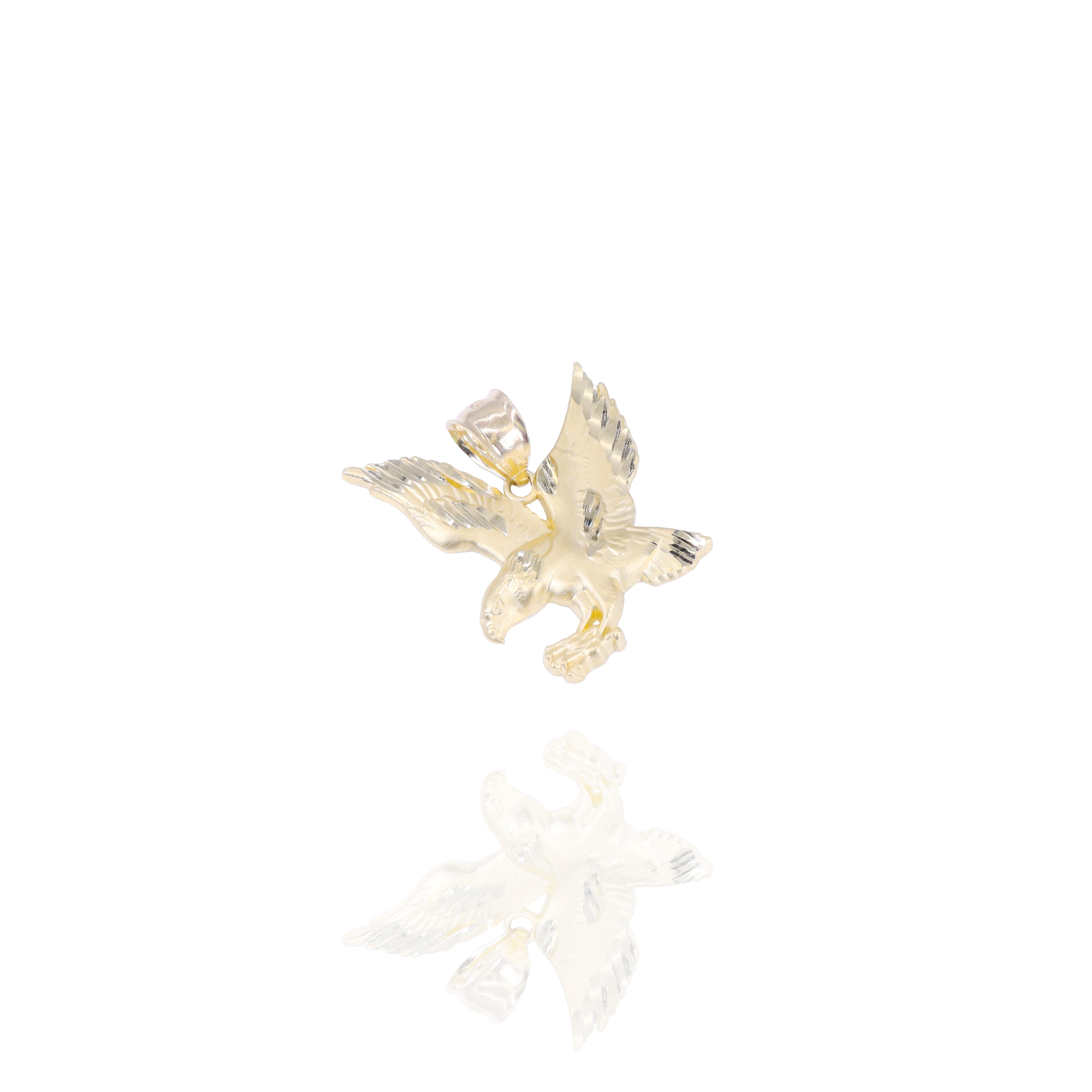 Soaring Eagle Gold Pendant with Diamond Cut