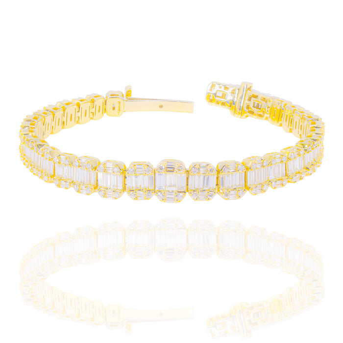 Graduating Baguette & Round Diamond Bracelet w/ Extended Lock image