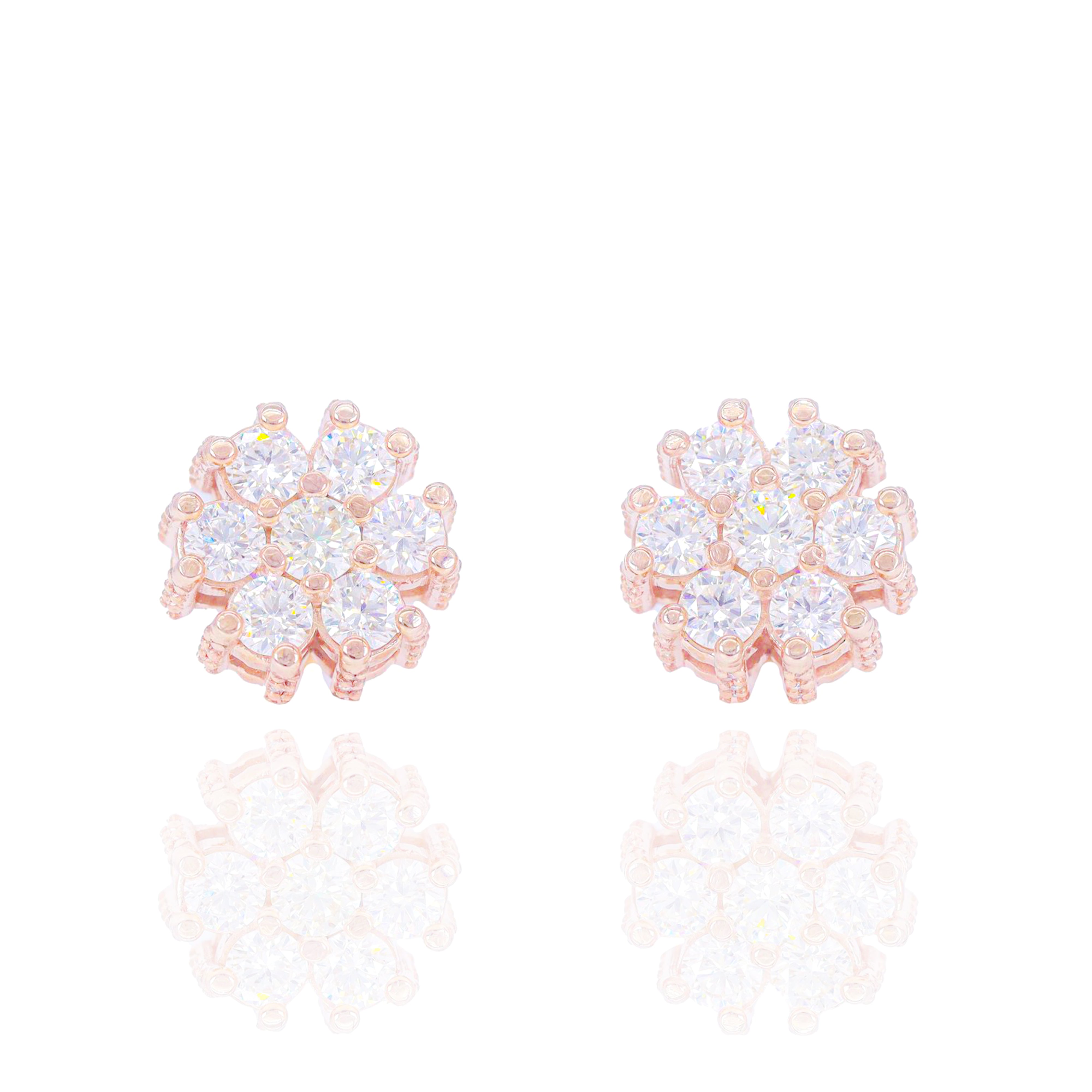 Large Pointer Diamond Flower Earrings