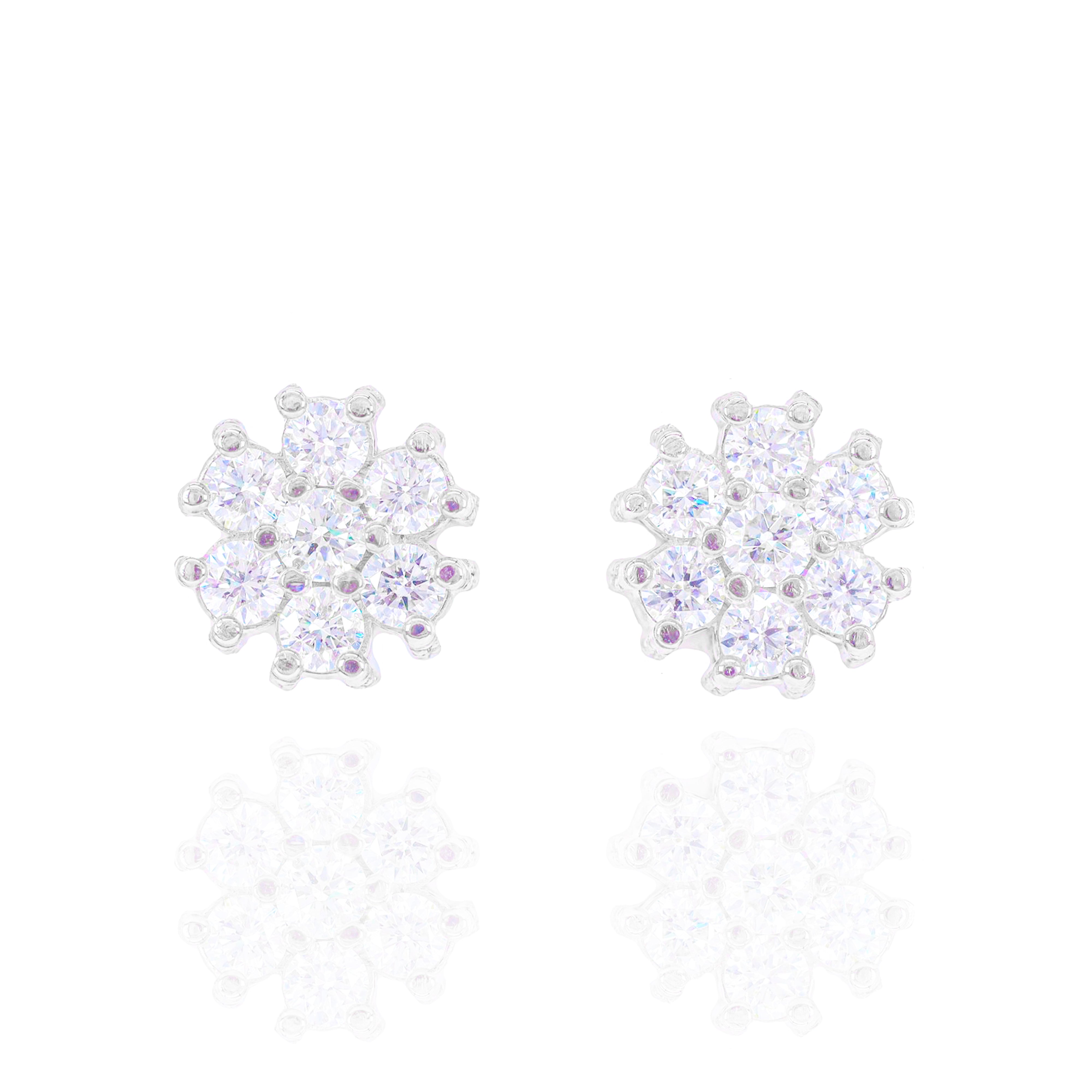 Large Pointer Diamond Flower Earrings