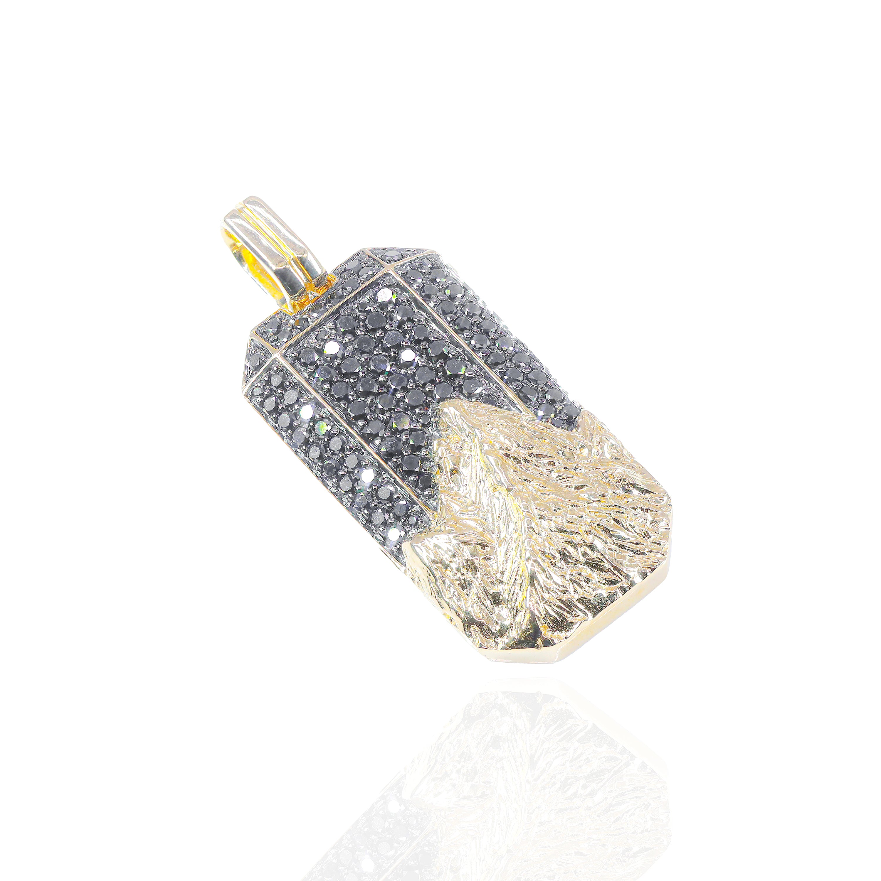 Black Diamond with Solid Gold Mountain Tag Pendant