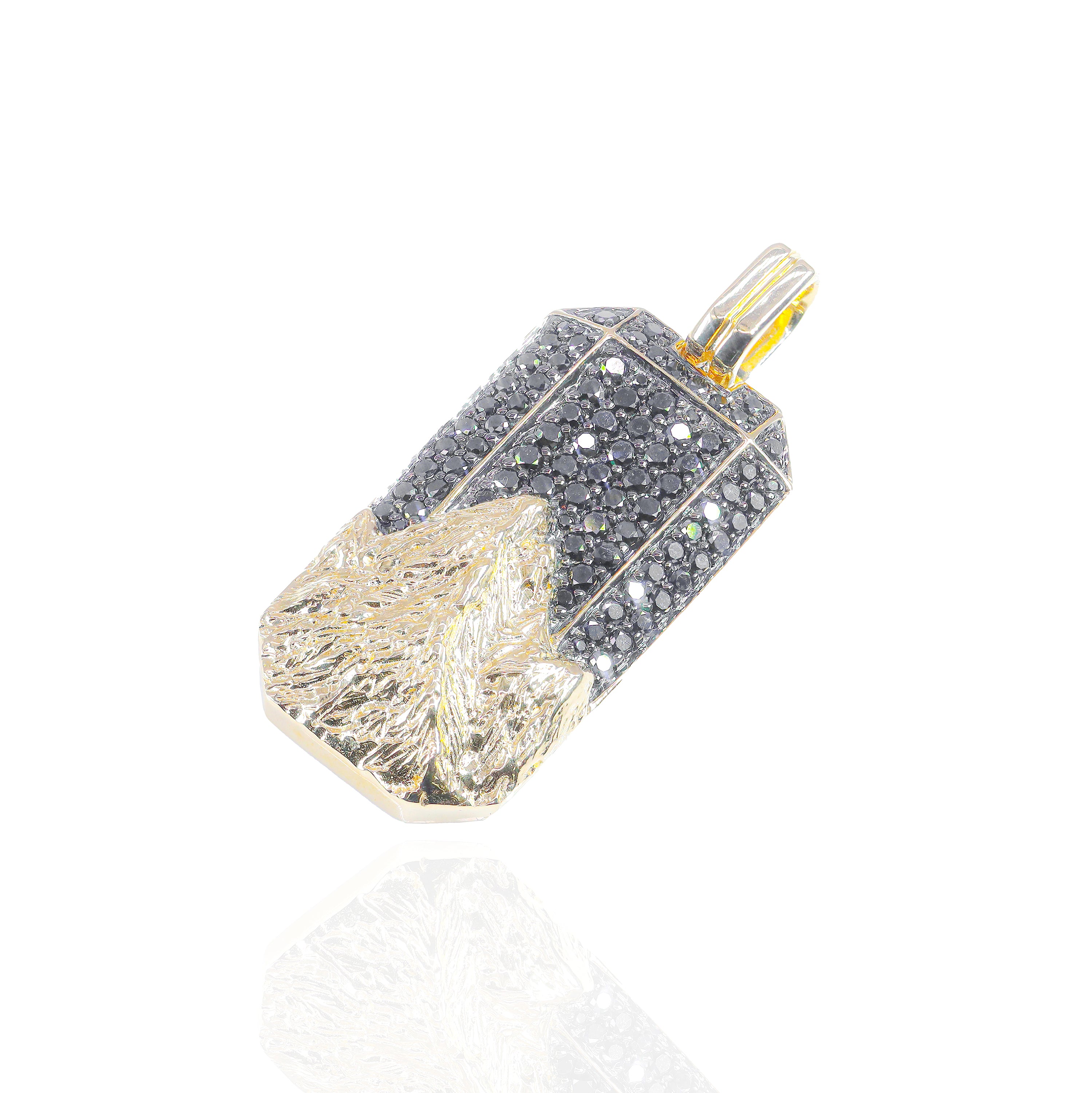 Black Diamond with Solid Gold Mountain Tag Pendant