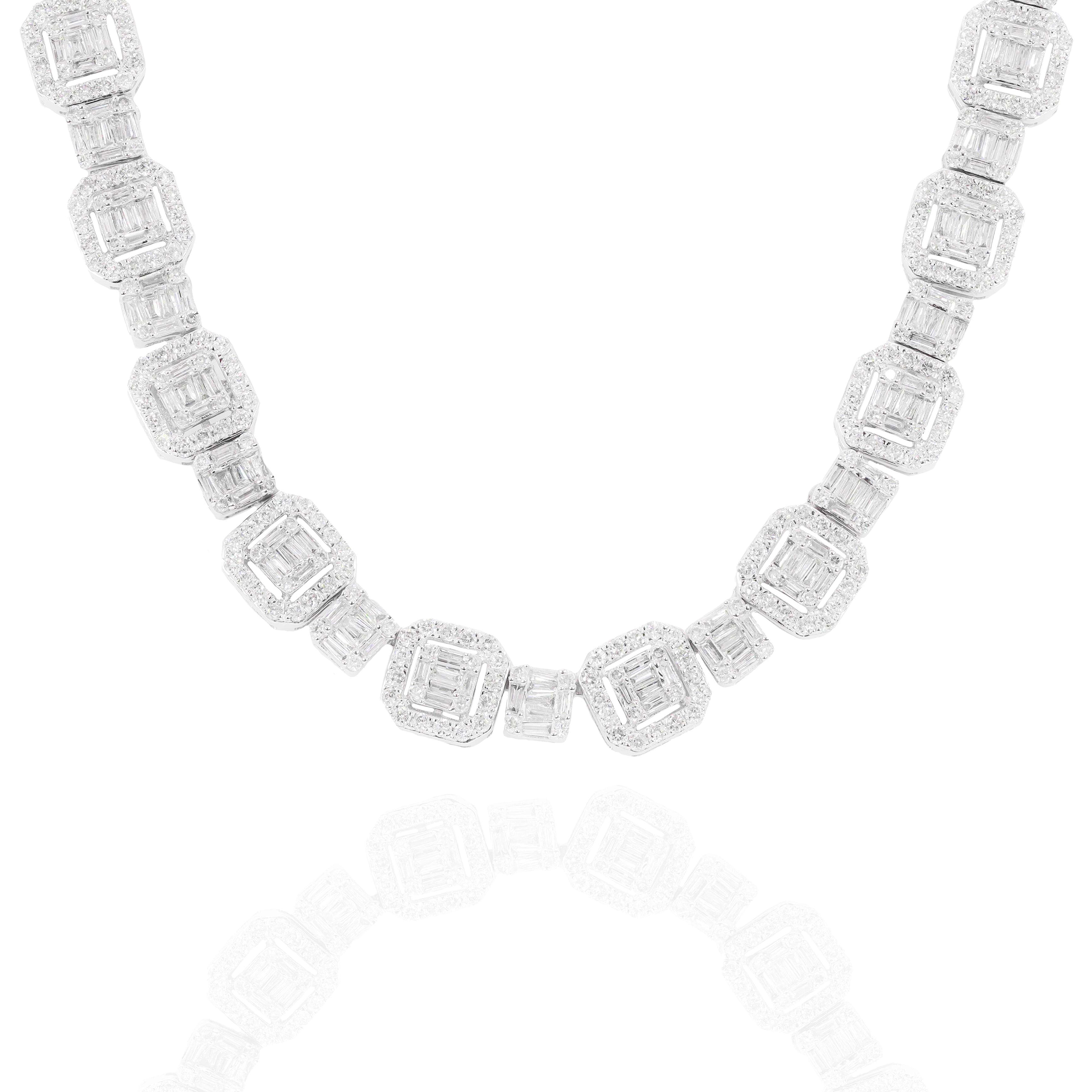 Round & Baguette Square Alternating Link Diamond Chain image