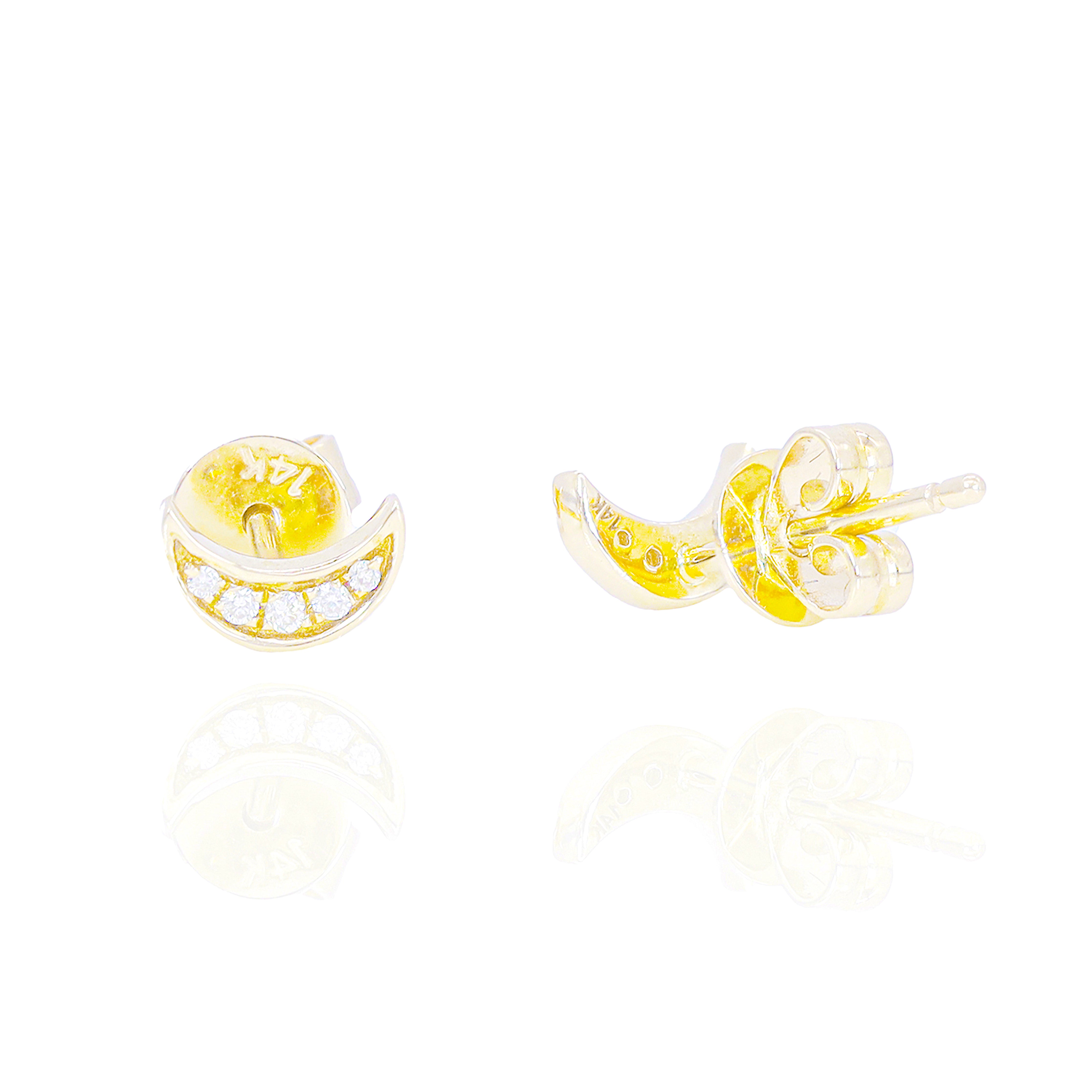 Crescent Moon Diamond Earrings