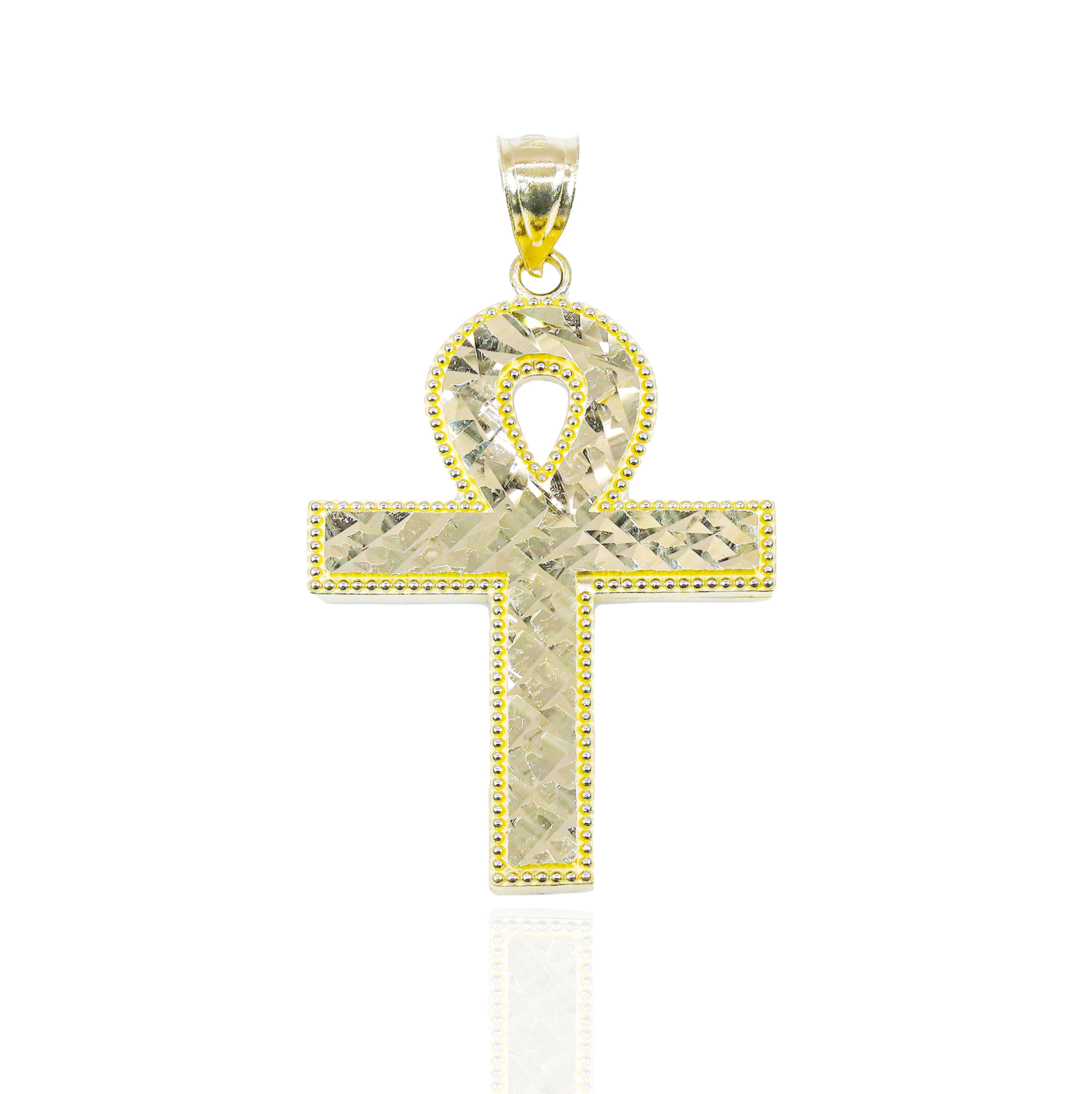 Cut Textured Ankh Gold Pendant