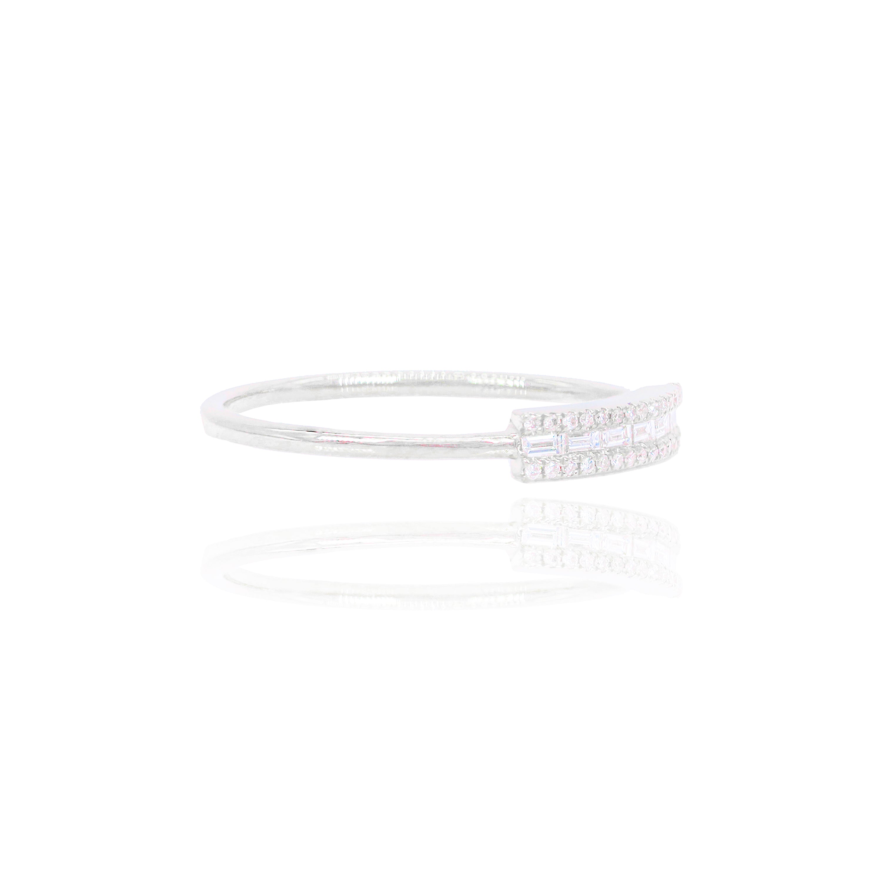 Center Baguette Diamond Ring with Gold Band