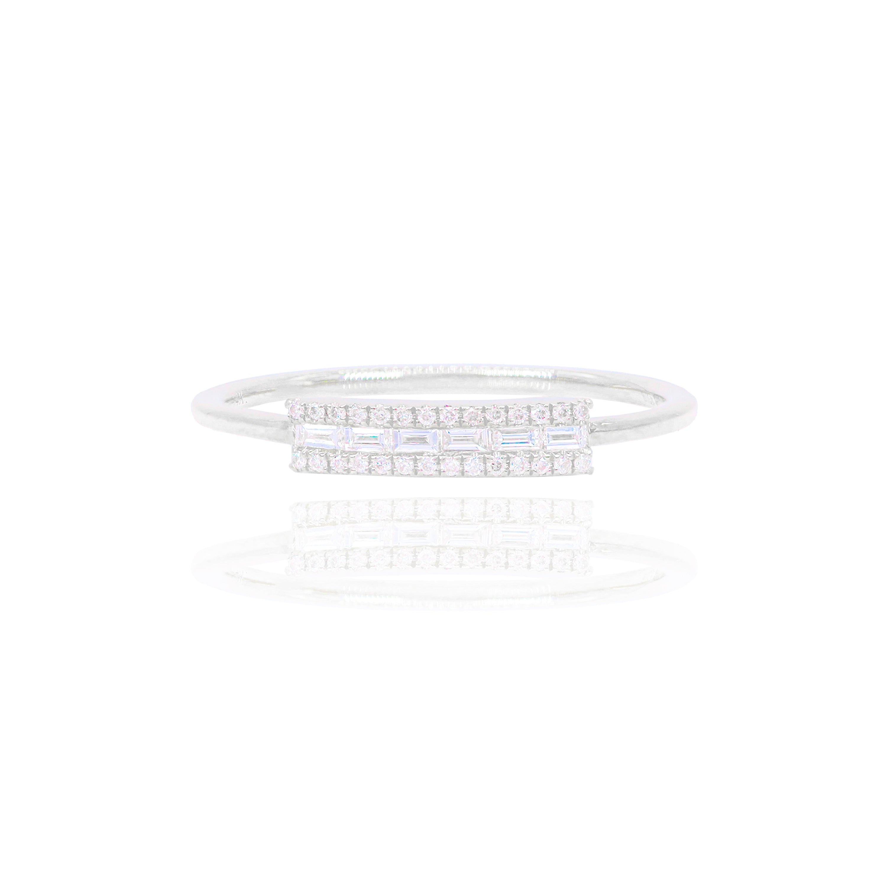 Center Baguette Diamond Ring with Gold Band