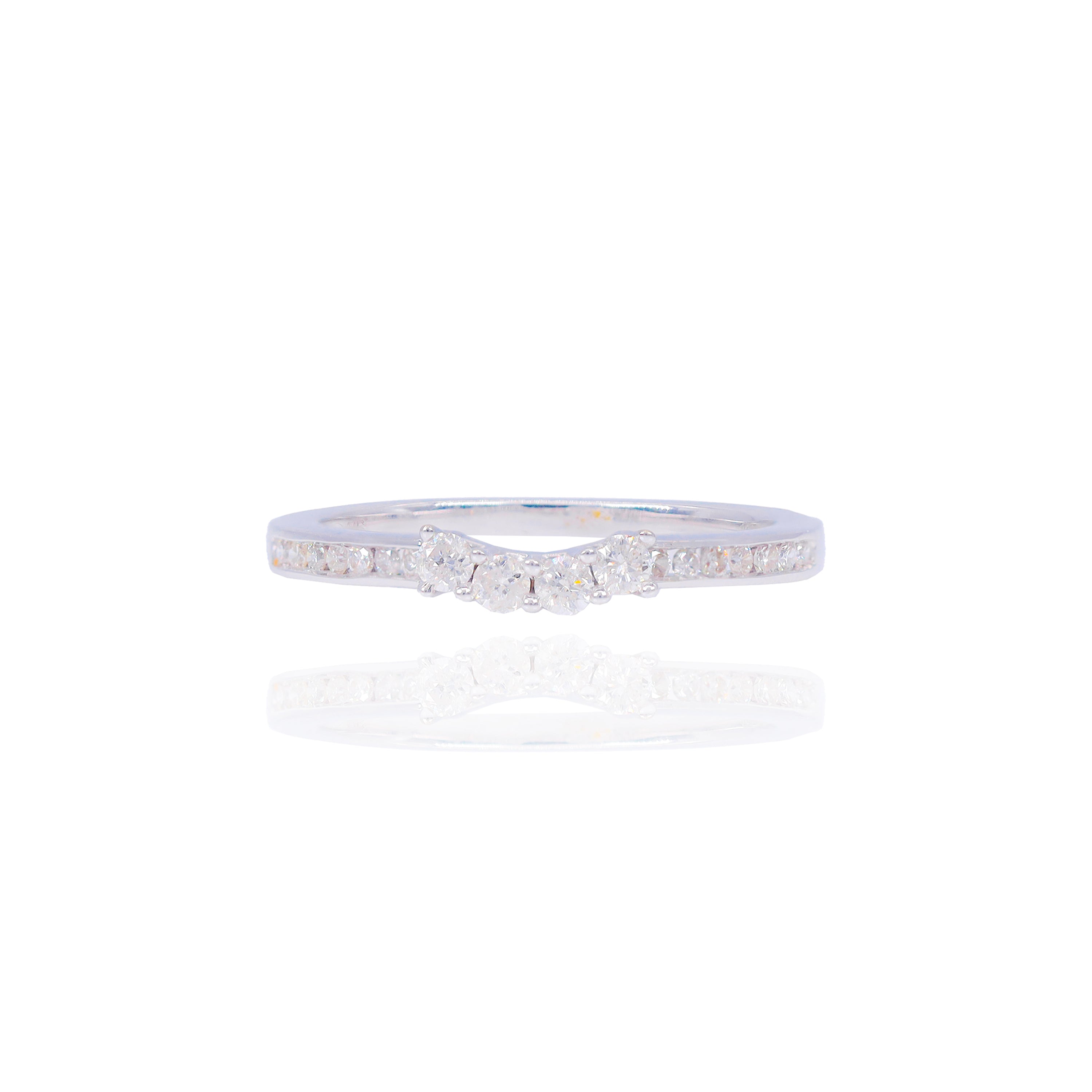 1/4 CT Center 18KT White Gold Diamond Engagement Ring & Band