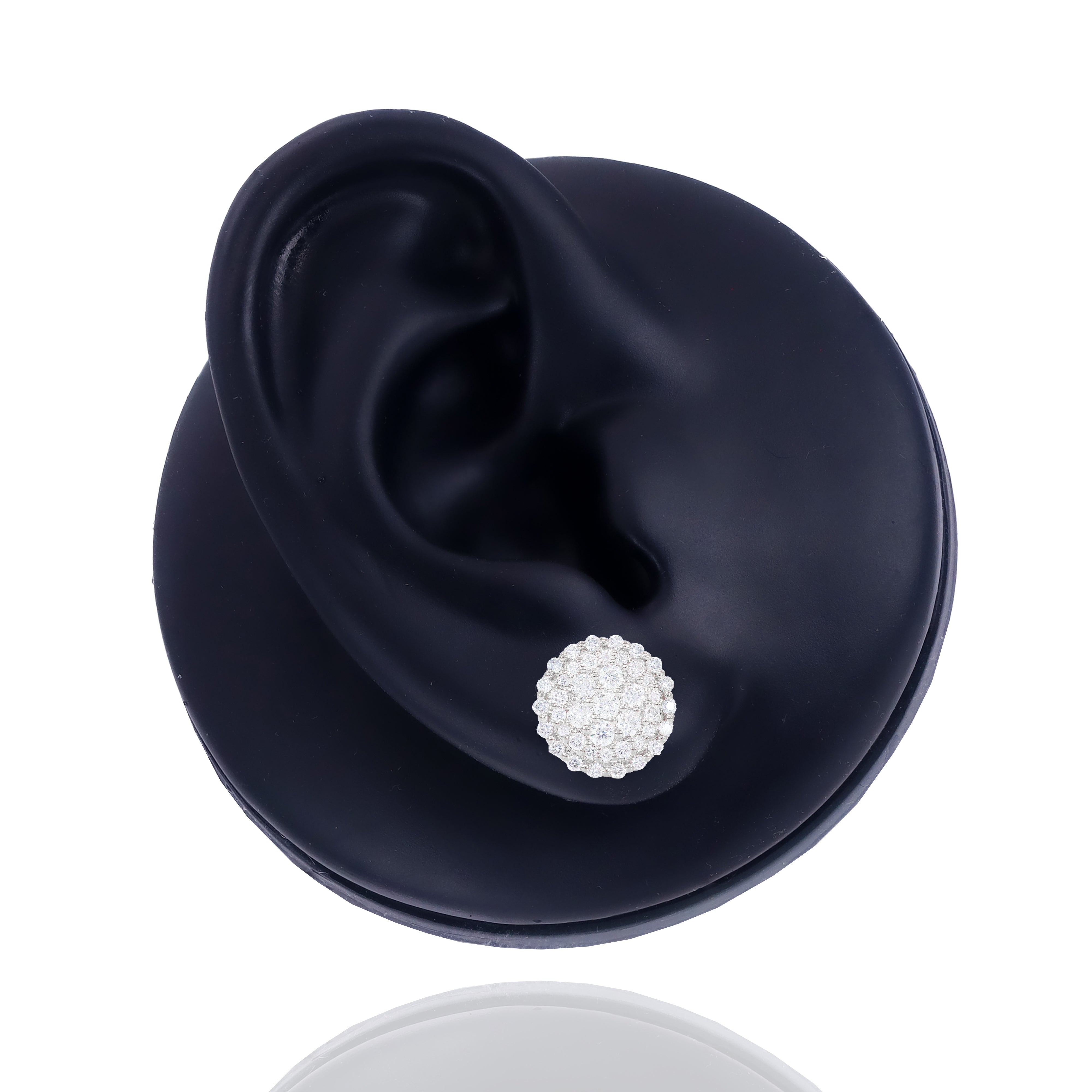 Round Edge Cluster Diamond Earrings