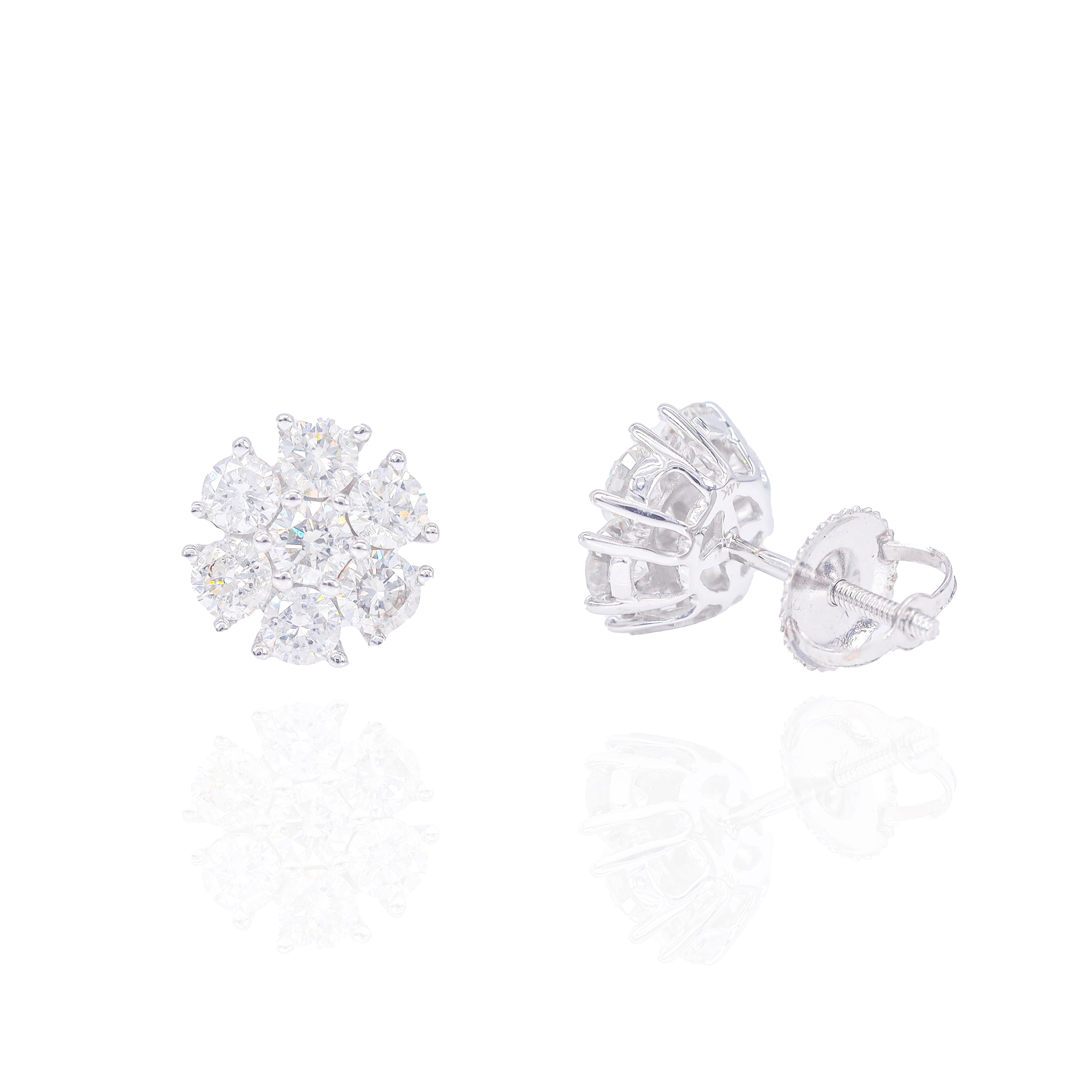 Open Flower Diamond Earrings