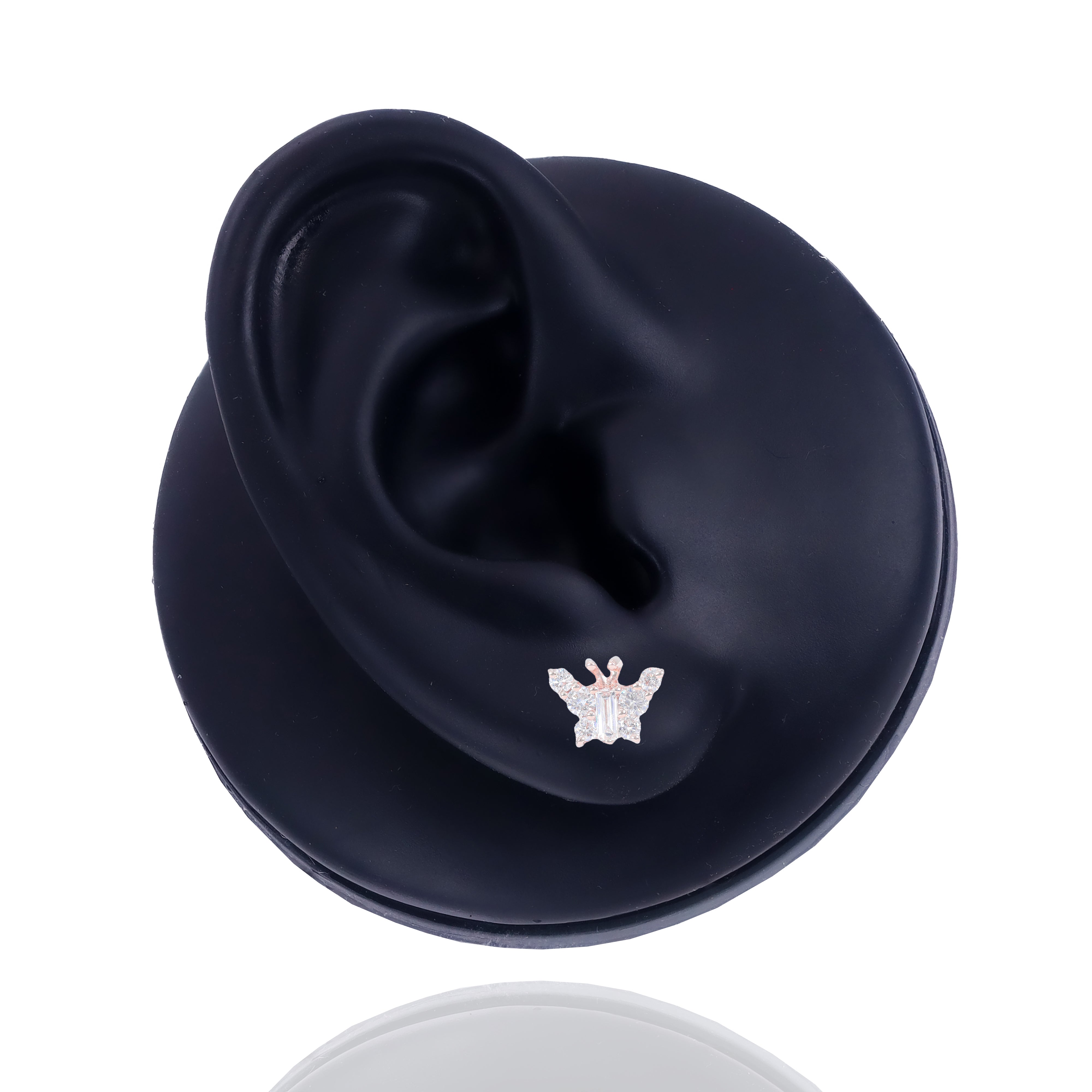 Diamond Butterfly Earrings w/ Baguette Centers