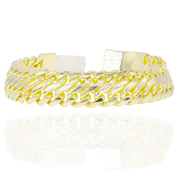 14KT Yellow Solid Gold Double Miami Cuban Link Bracelet image