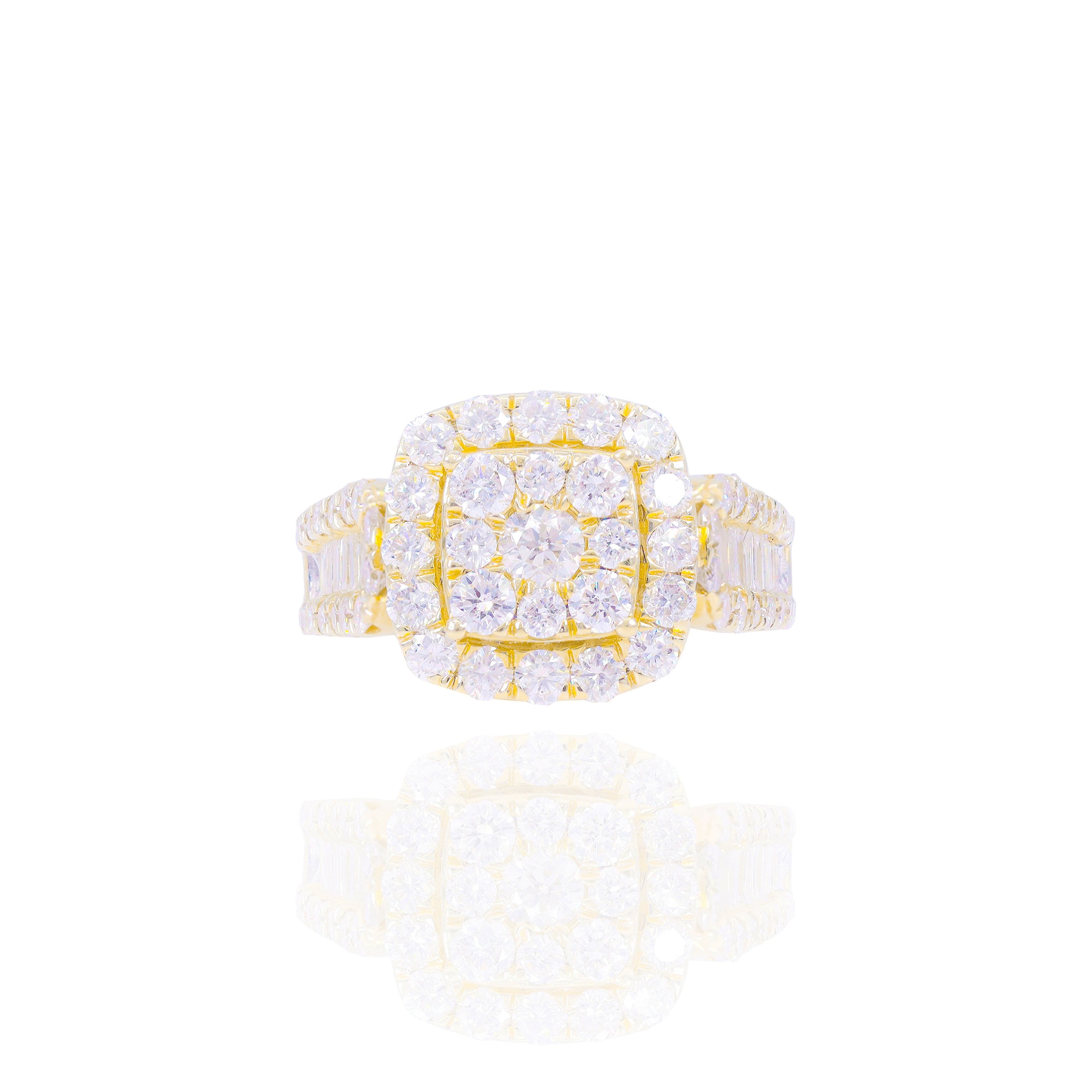 Square Shape Baguette Diamond Engagement Ring & Band