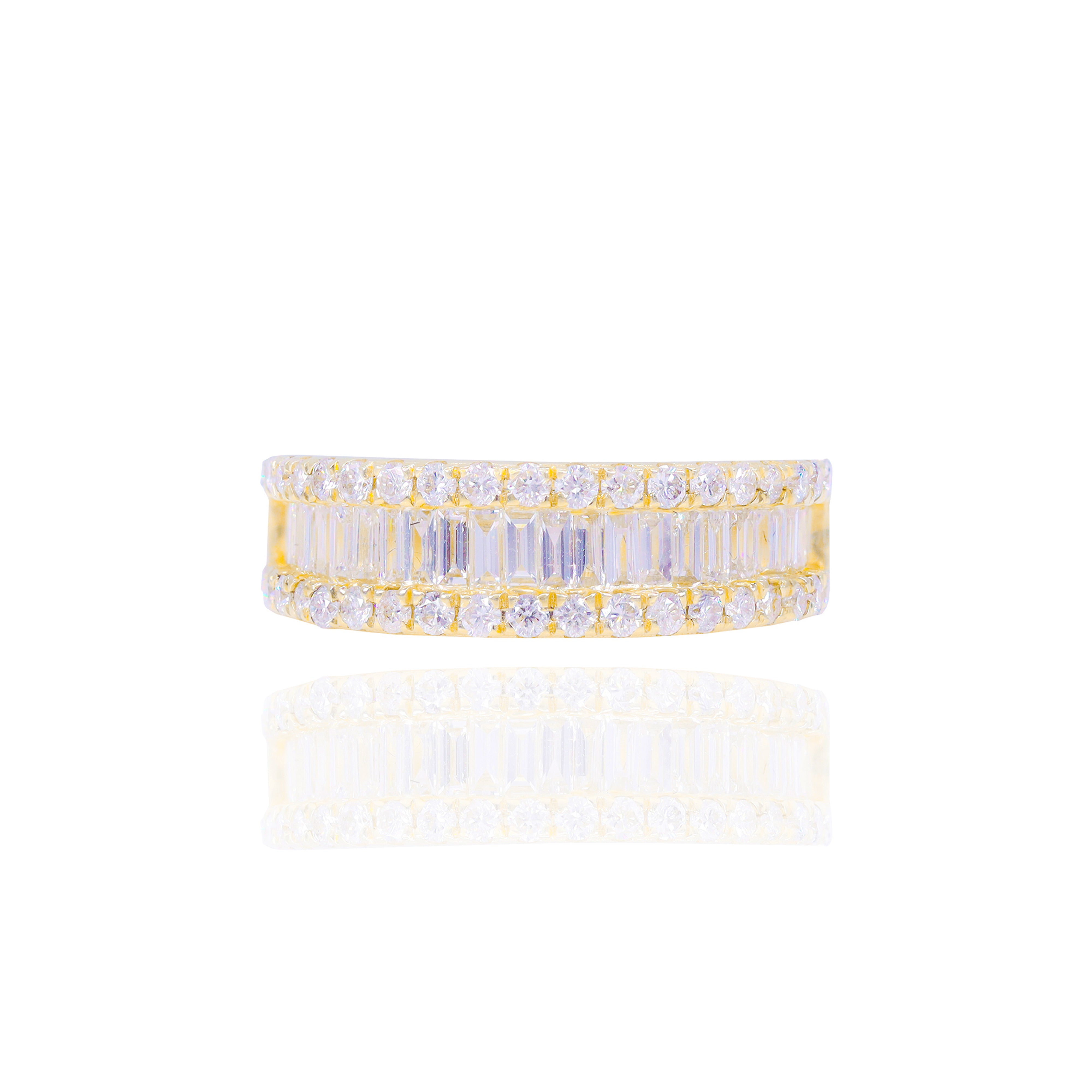 Square Shape Baguette Diamond Engagement Ring & Band