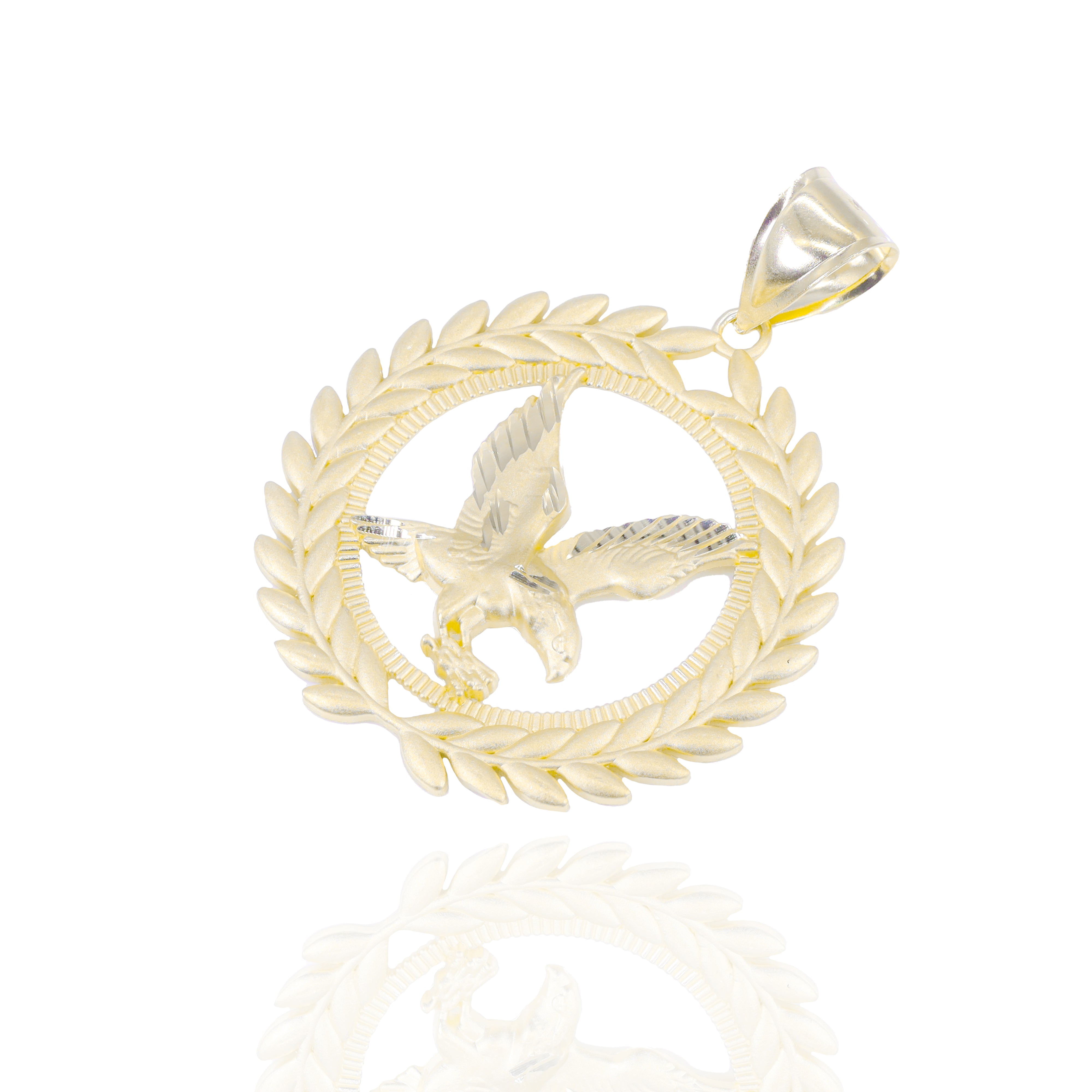 Olive Branch Eagle Gold Pendant